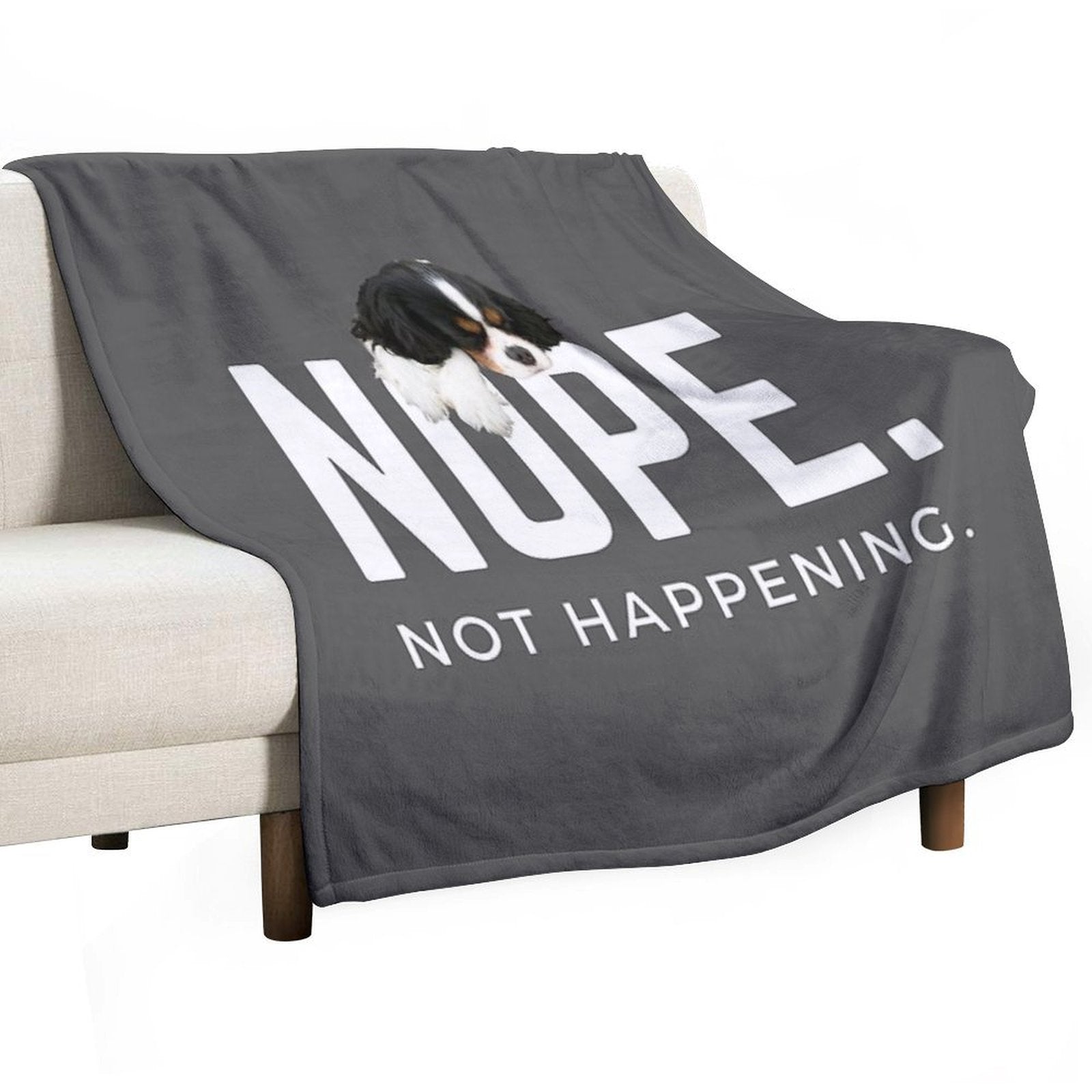 Nope. Not Happening. (Sleepy Cavalier King Charles Spaniel) Eco-conscious Throw Blanket