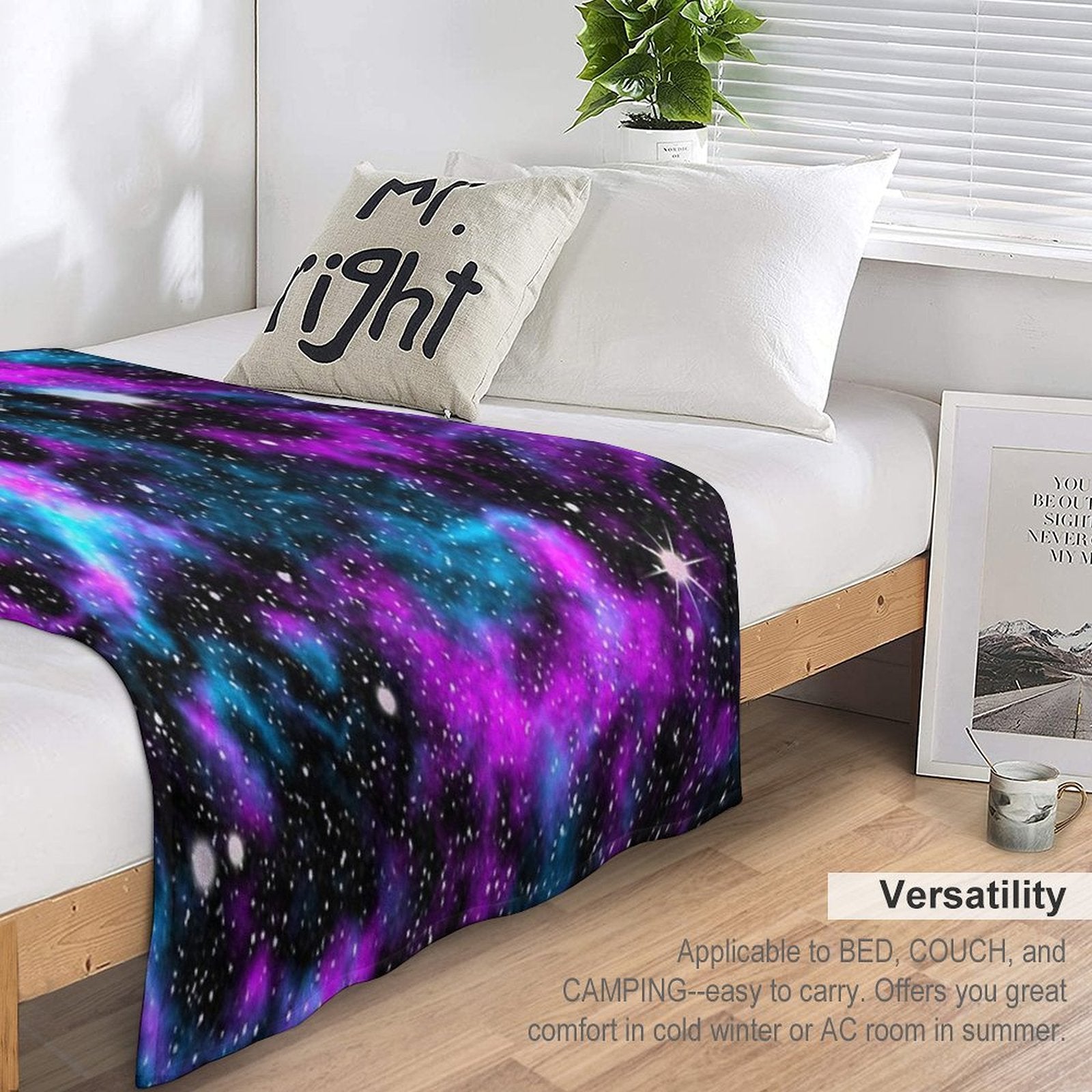 Purple And Blue Galaxy Comfort Throw Blanket