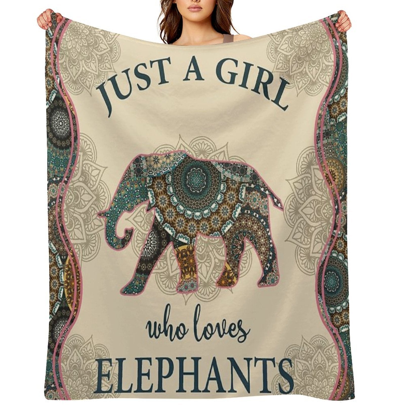 Just A Girl Who Loves Elephants Mandala Gift-ready Throw Blanket