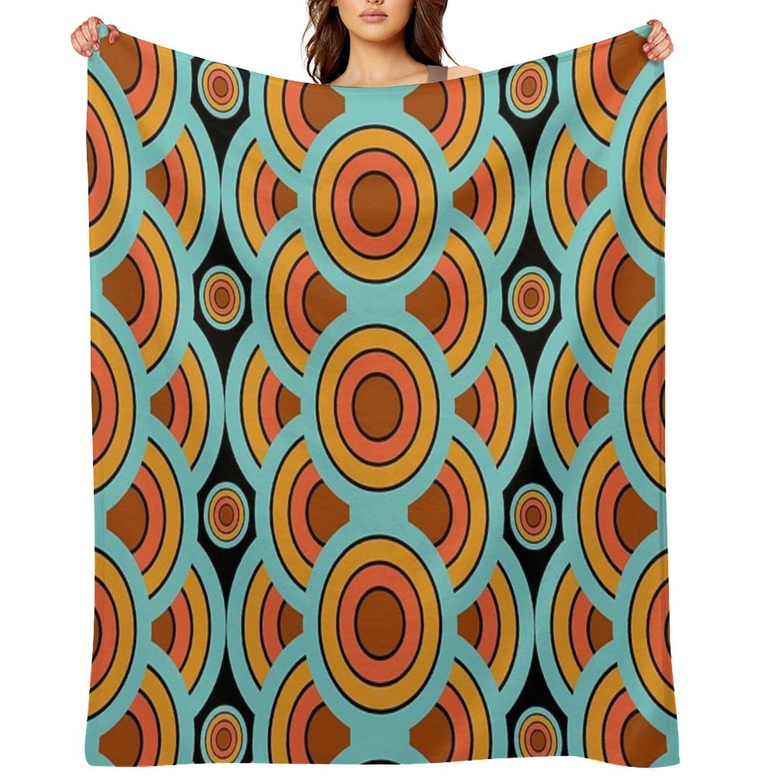 60s 70s Style - Retro Modern Circles - Vintage Mid-Century Versatility Throw Blanket