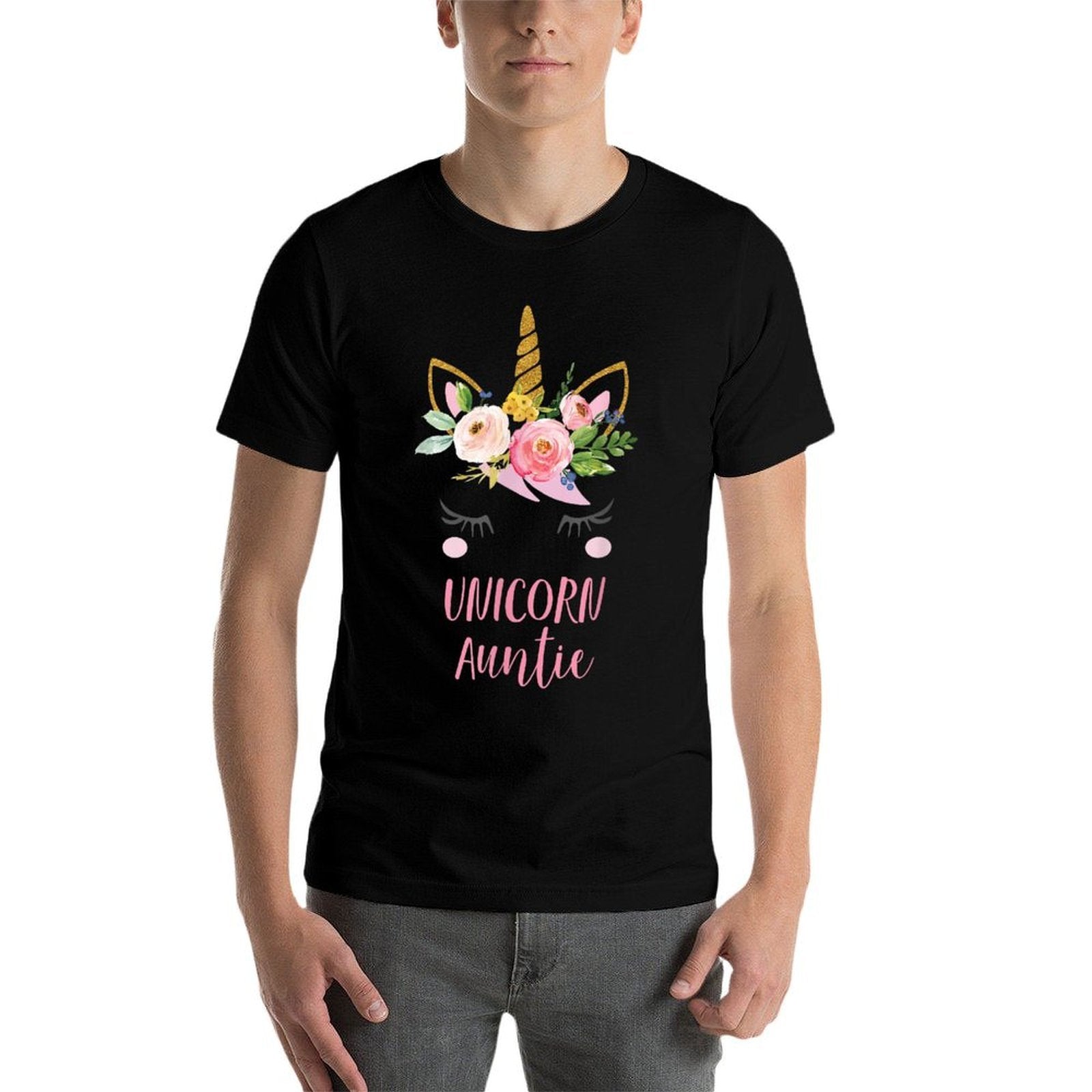 Cute Unicorn Aunt, Boho Auntie Unicorn Gift  Easy-care T-Shirt