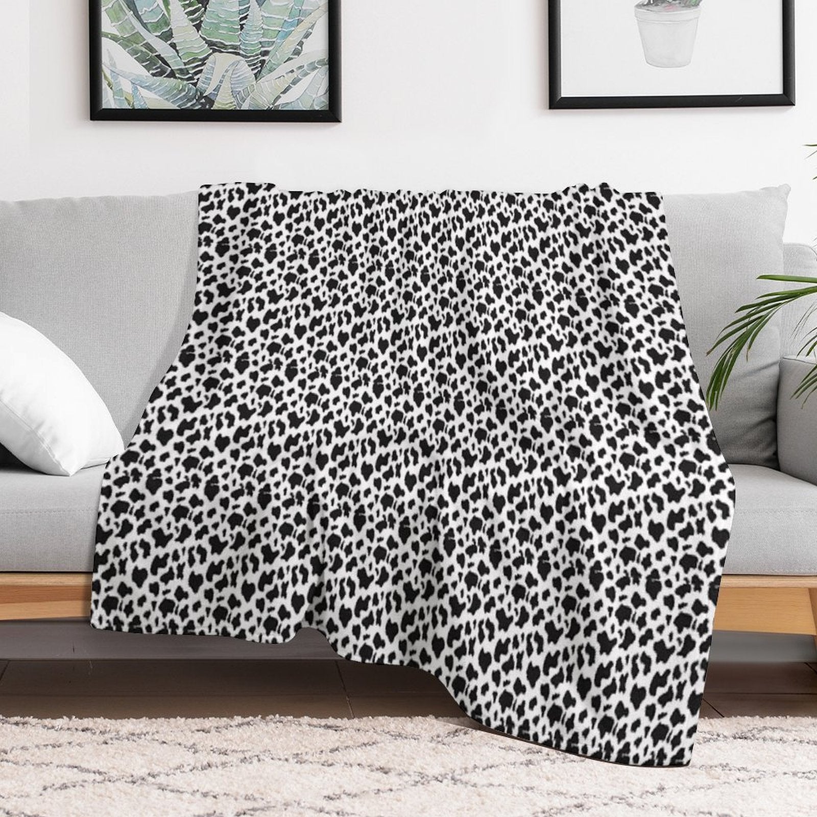 Cow Print Wrinkle-free Throw Blanket