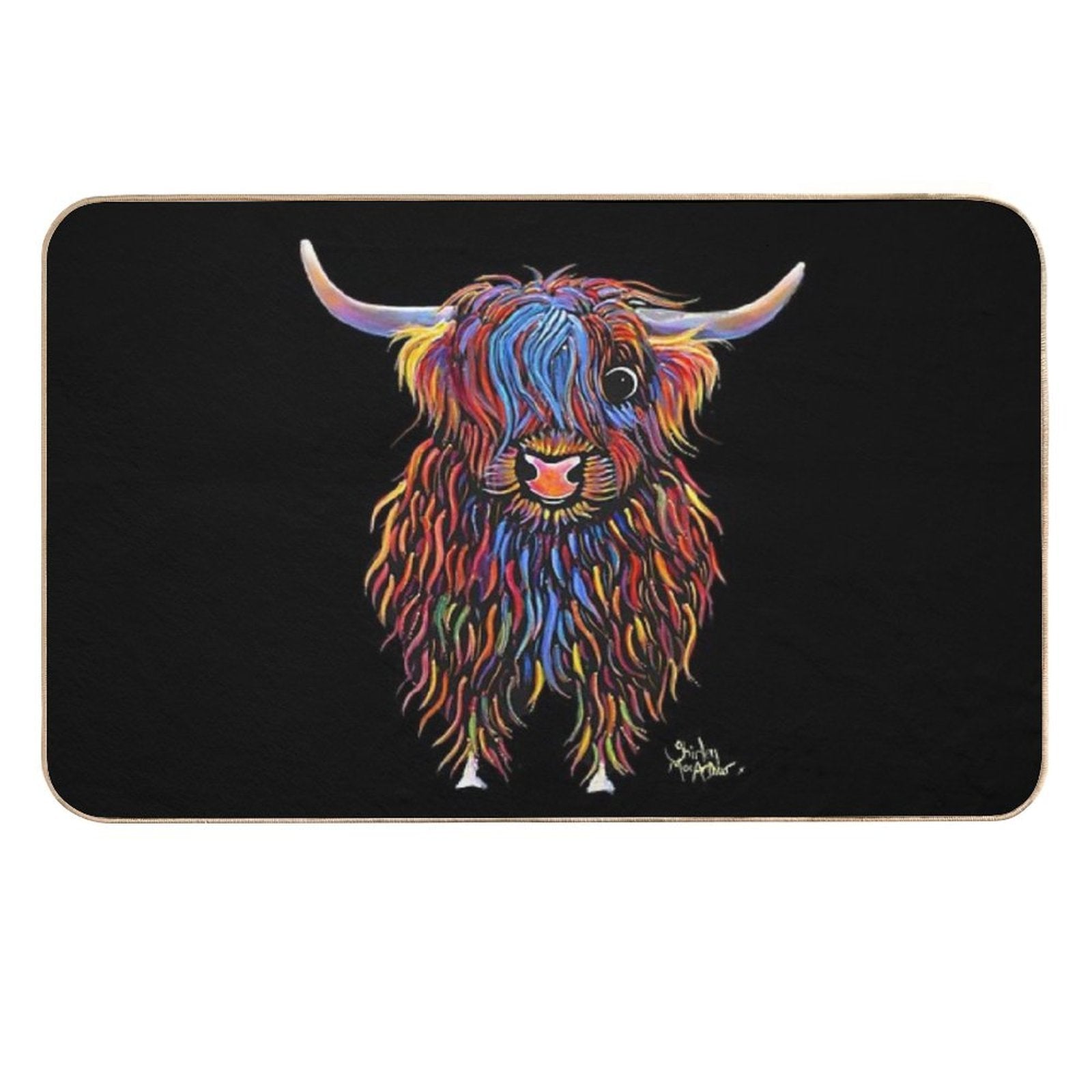 HiGHLaND CoW PRiNT SCoTTiSH ' BiG B ' BY SHiRLeY MacARTHuR  Easy To Clean Bath Mat