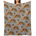 Tiger Pattern on Grey Background Quick-dry Throw Blanket