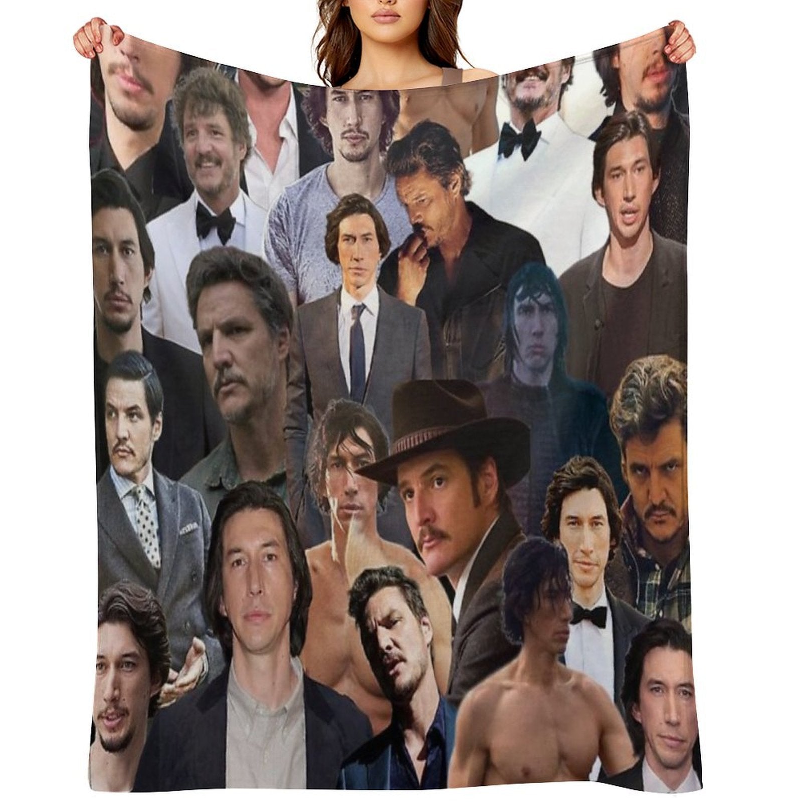 Pedro Pascal And Adam Driver Photo Collage Velvety-soft Throw Blanket