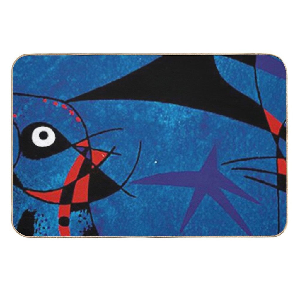 Joan Miro Abstract Painting on Blue  Pet-Safe Bath Mat