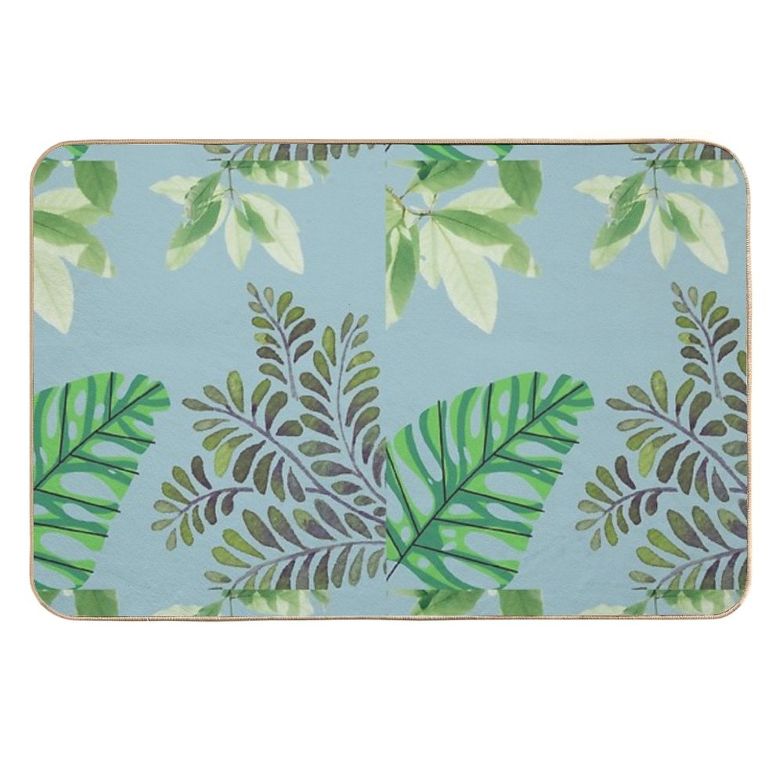 Tropical Vibe Leafy Pattern  Versatile Bath Mat