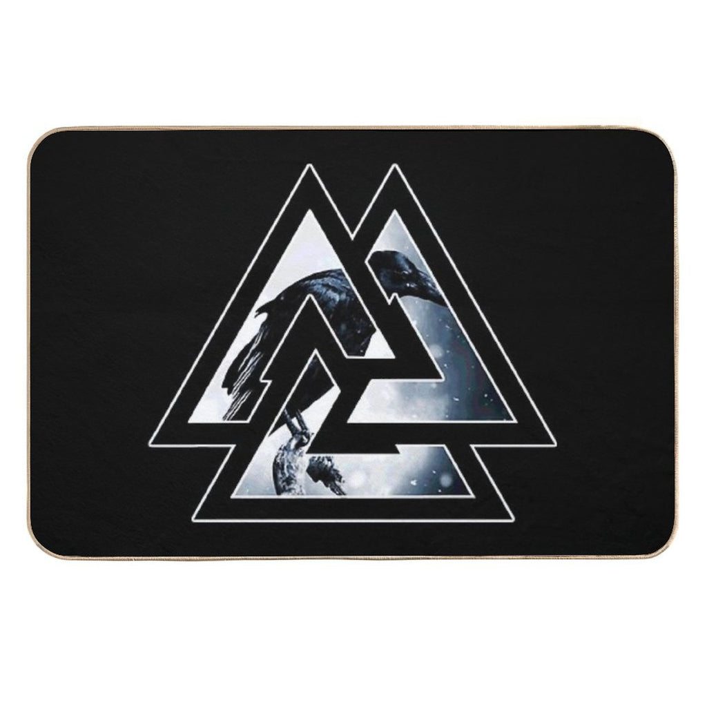 Valknut Knot Of Odin With Raven  Rapid-Drying Bath Mat