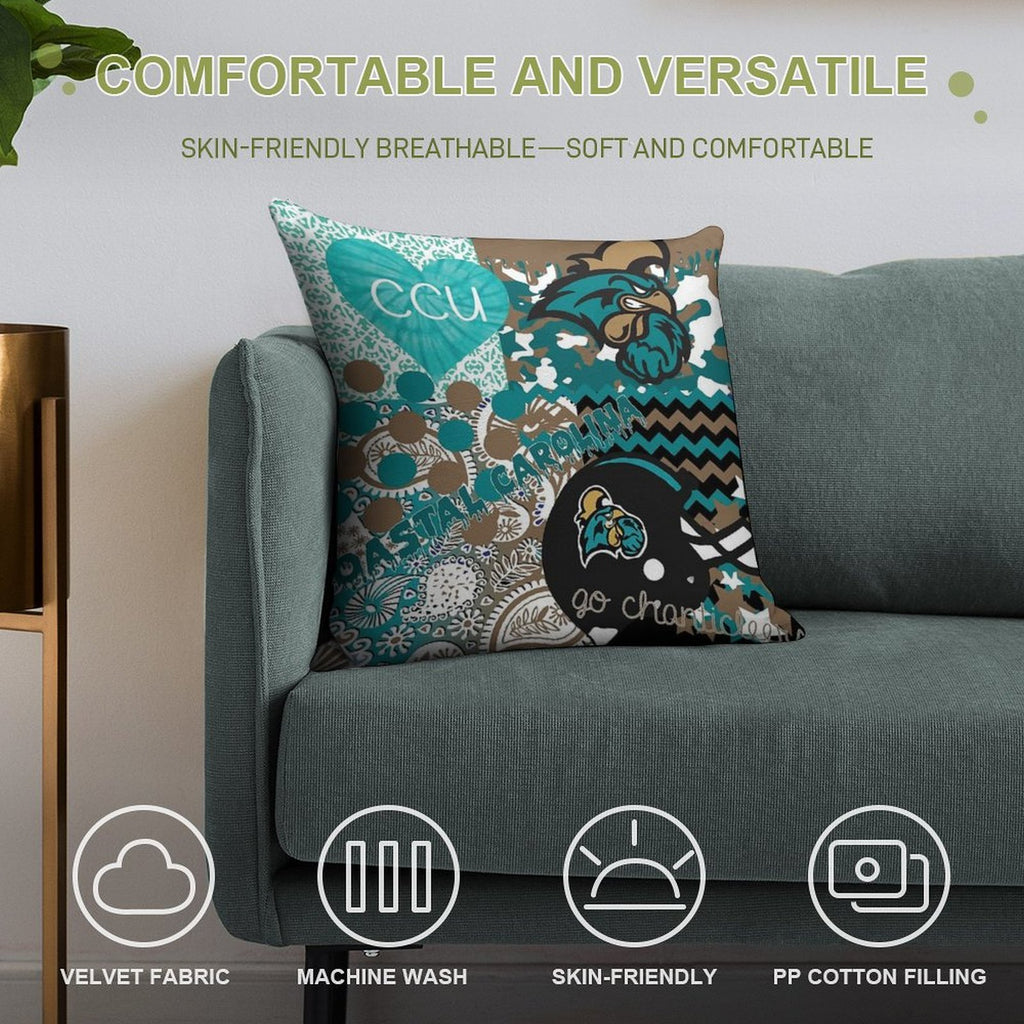 Coastal Carolina University Collage Soft Multiple Sizes Throw Pillow
