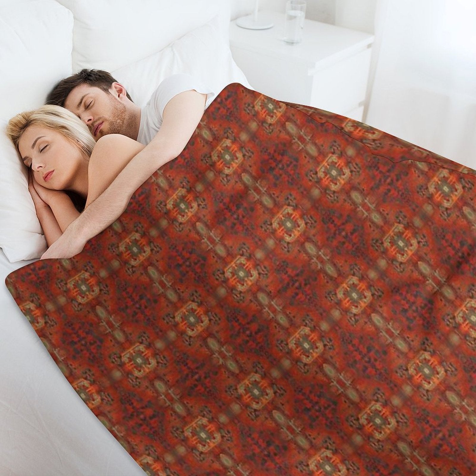 Summery Modern Design Reminiscent of The Style of Persian Carpet Patterns Lightweight Throw Blanket