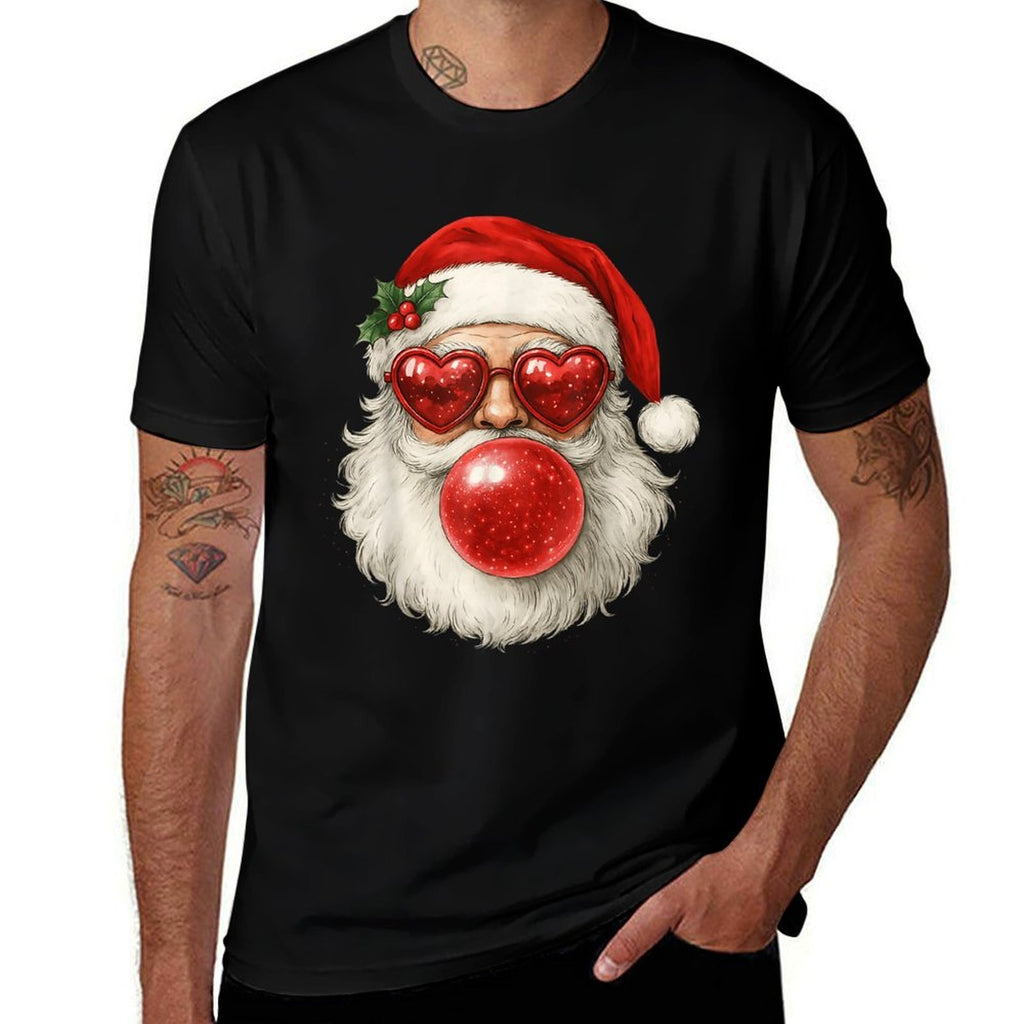 Red Santa Christmas Bubble Gum Sunglasses Vintage Retro  Slim-fit Cut T-Shirt