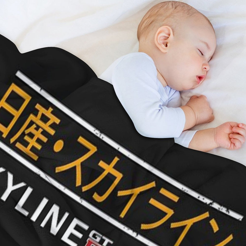 Blueprint of The Skyline R32 Shrink-resistant Throw Blanket