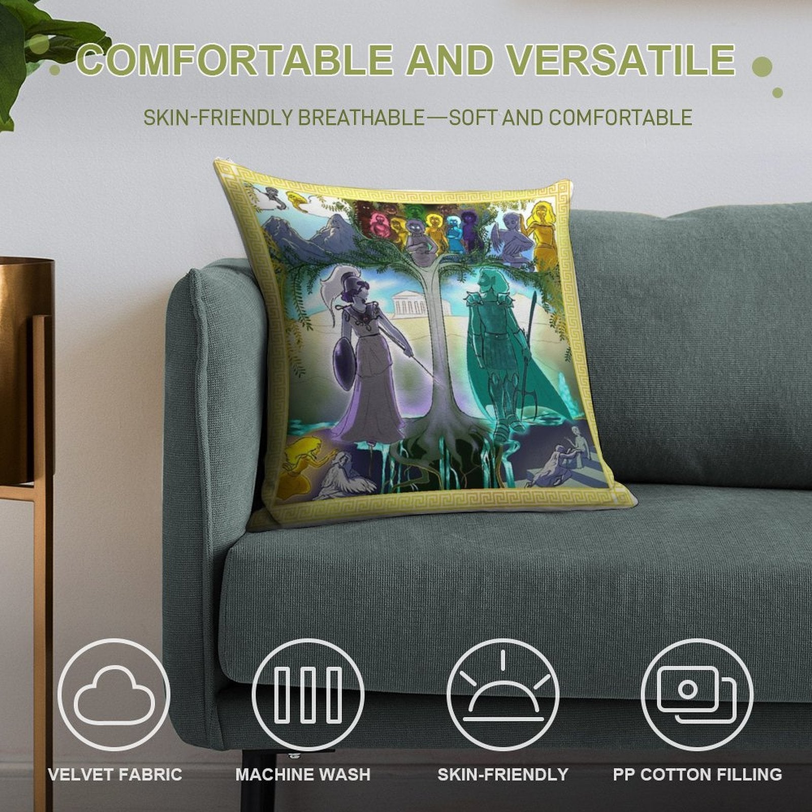 Athena's Tapestry Soft Shrink-Resistant Throw Pillow