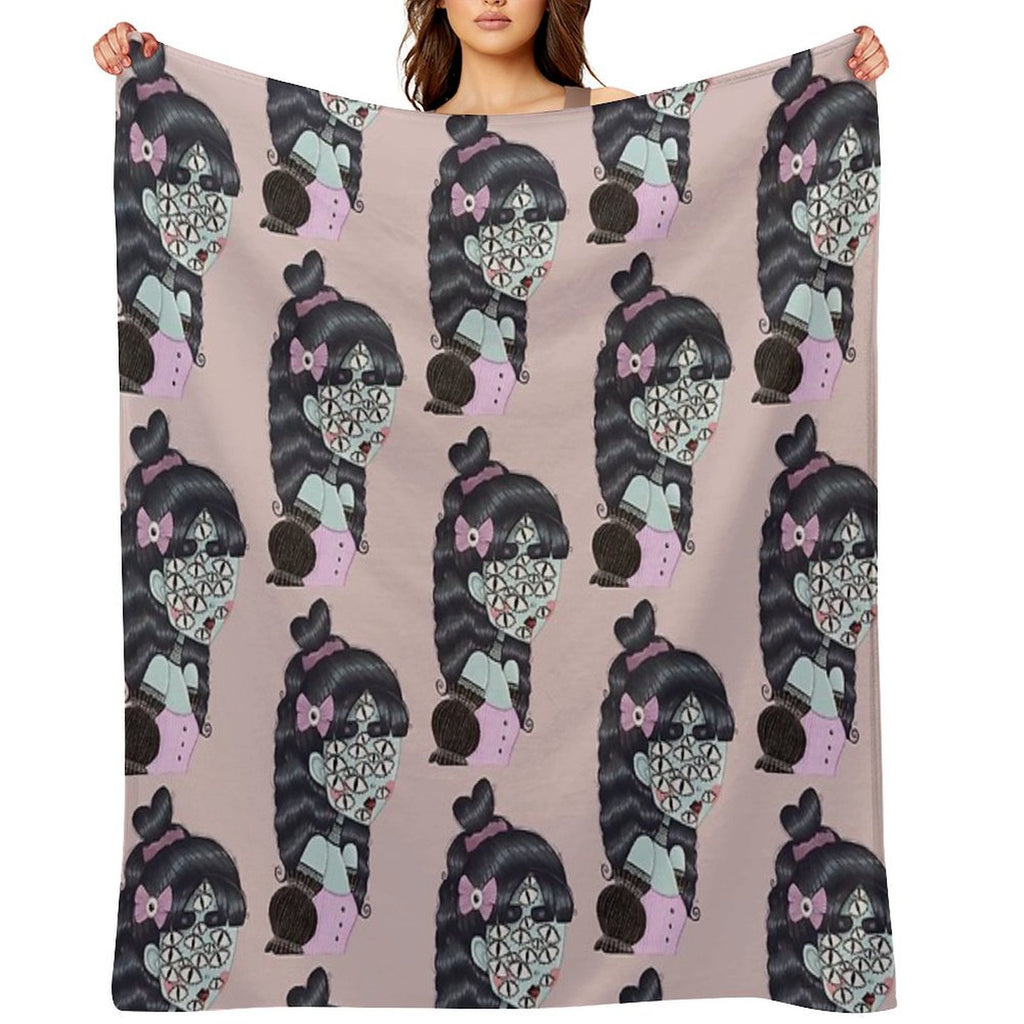Pastel Goth Creature Illustration Easy Care Throw Blanket