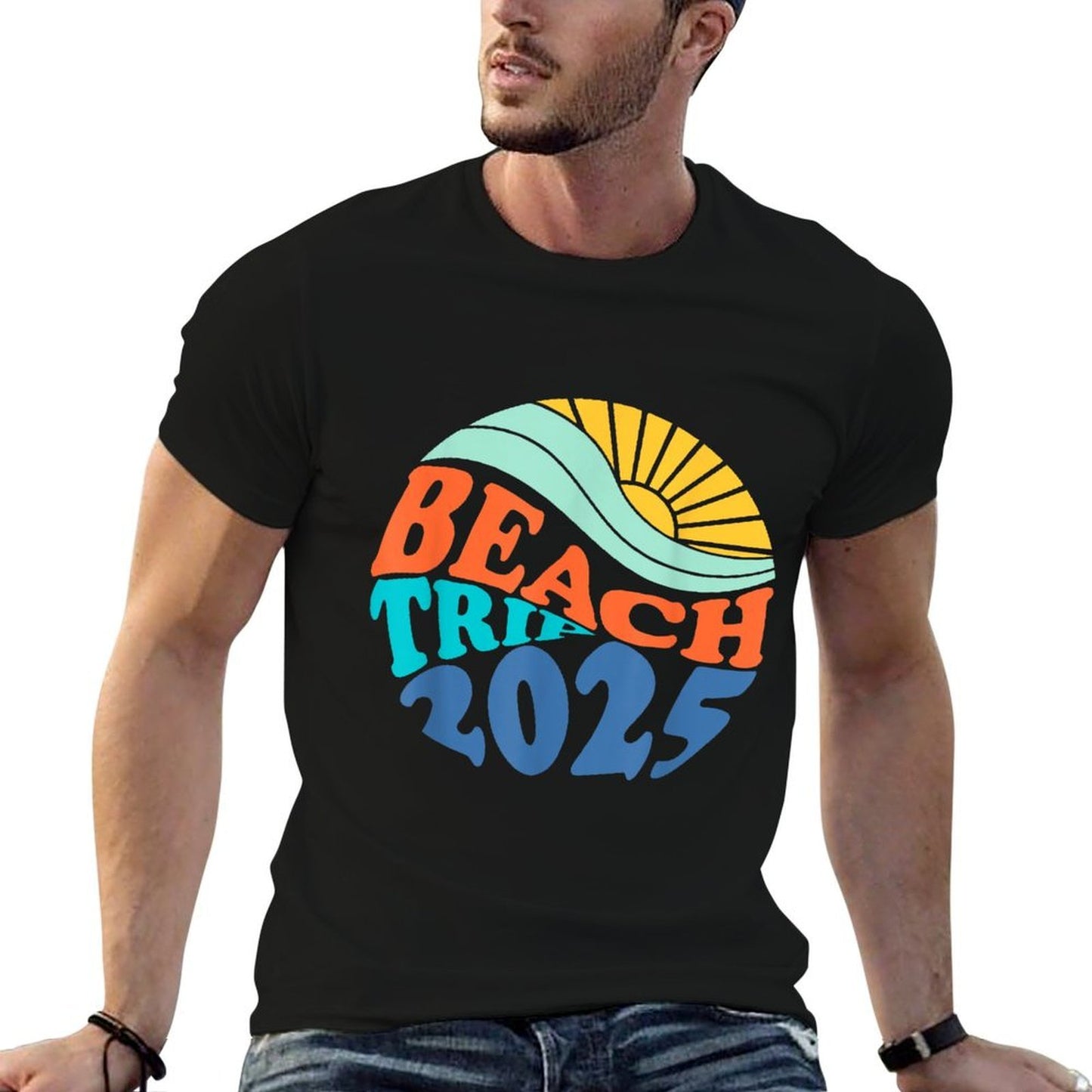Beach Trip 2025 Beach Matching Family Summer Vacation  Heathered Texture T-Shirt