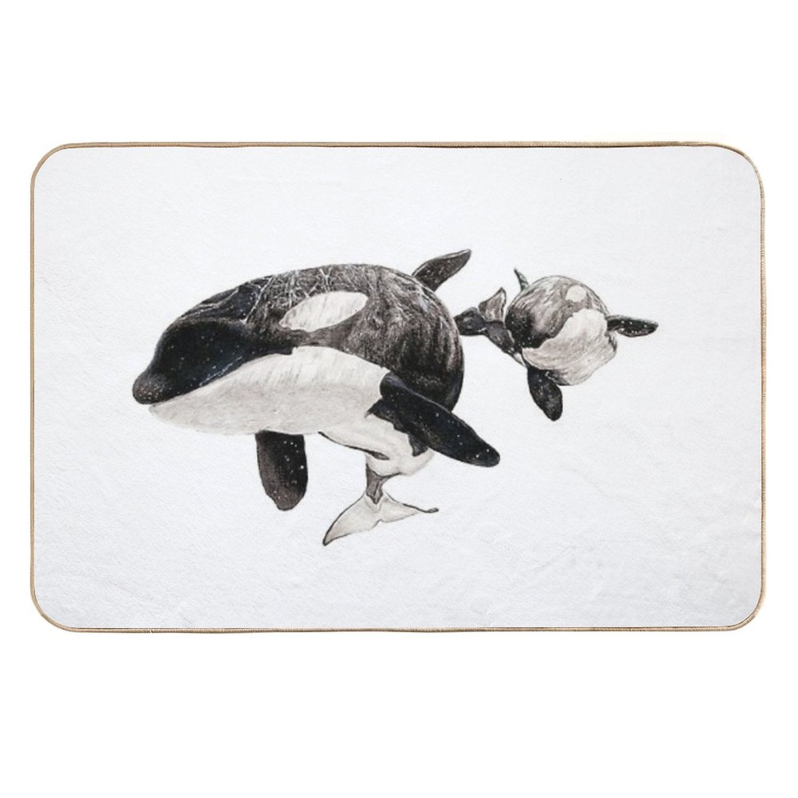 Katina And Taku The Killer Whales Drawing  Odorless Bath Mat