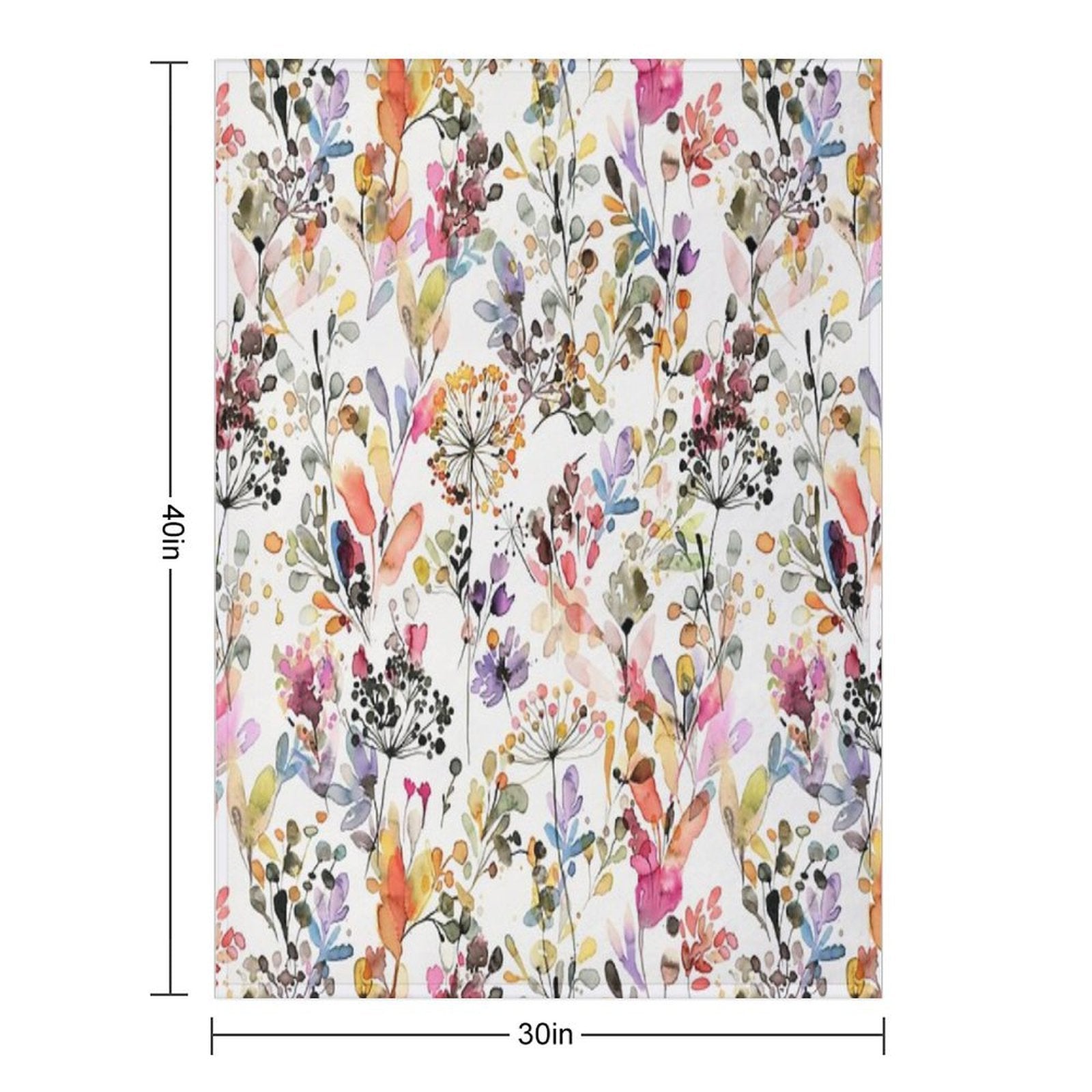 Wild Flowers And Plants Watercolor - Wild Nature Botanical Print Plush Throw Blanket