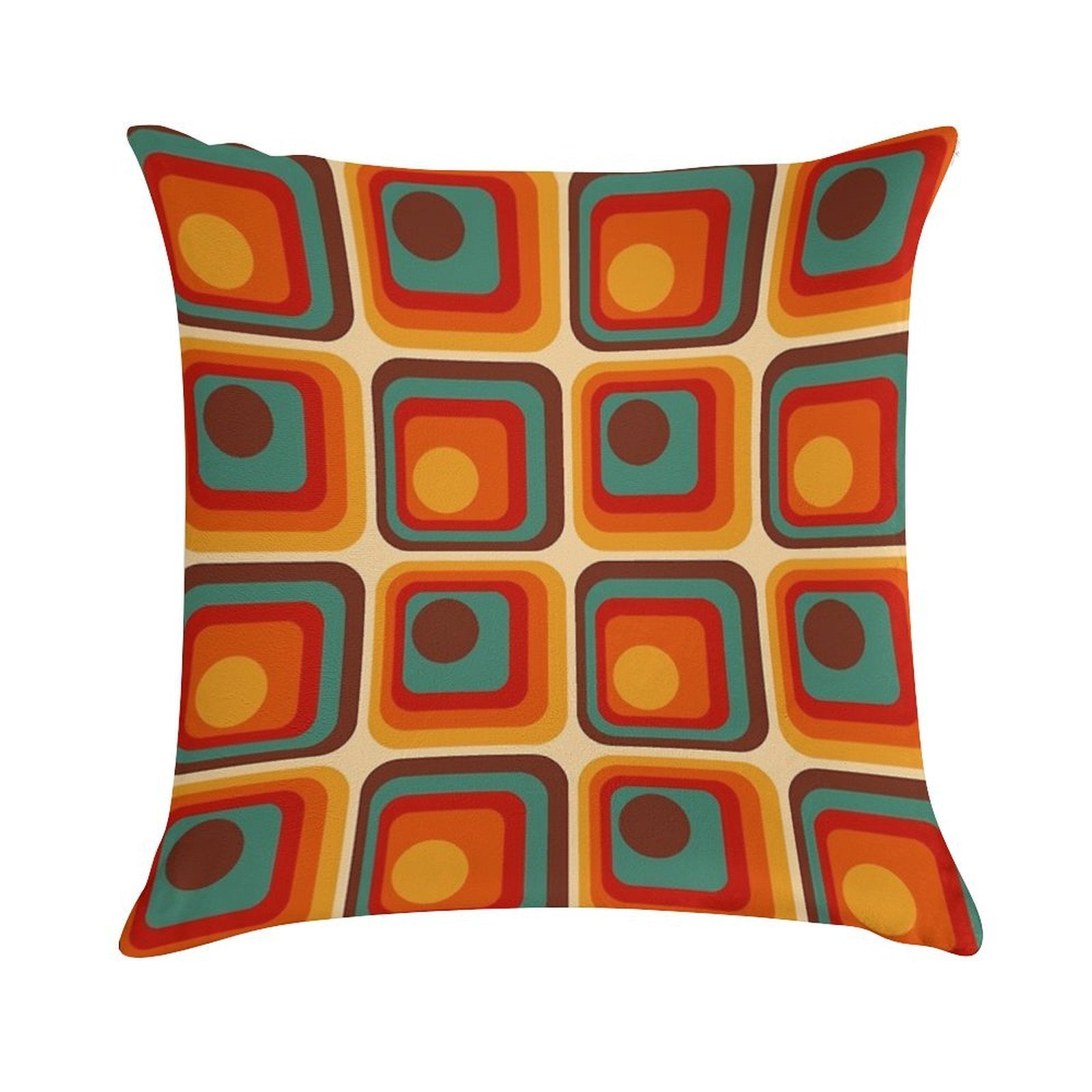 Retro Geometric Gradient Square And Circle Pattern 221 Soft Washable Throw Pillow