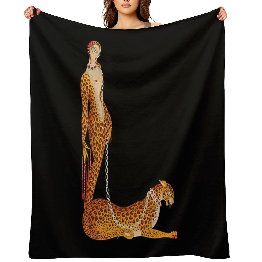 Erté - The Letter L from The Alphabet Suite, 1976 Velvety-soft Throw Blanket