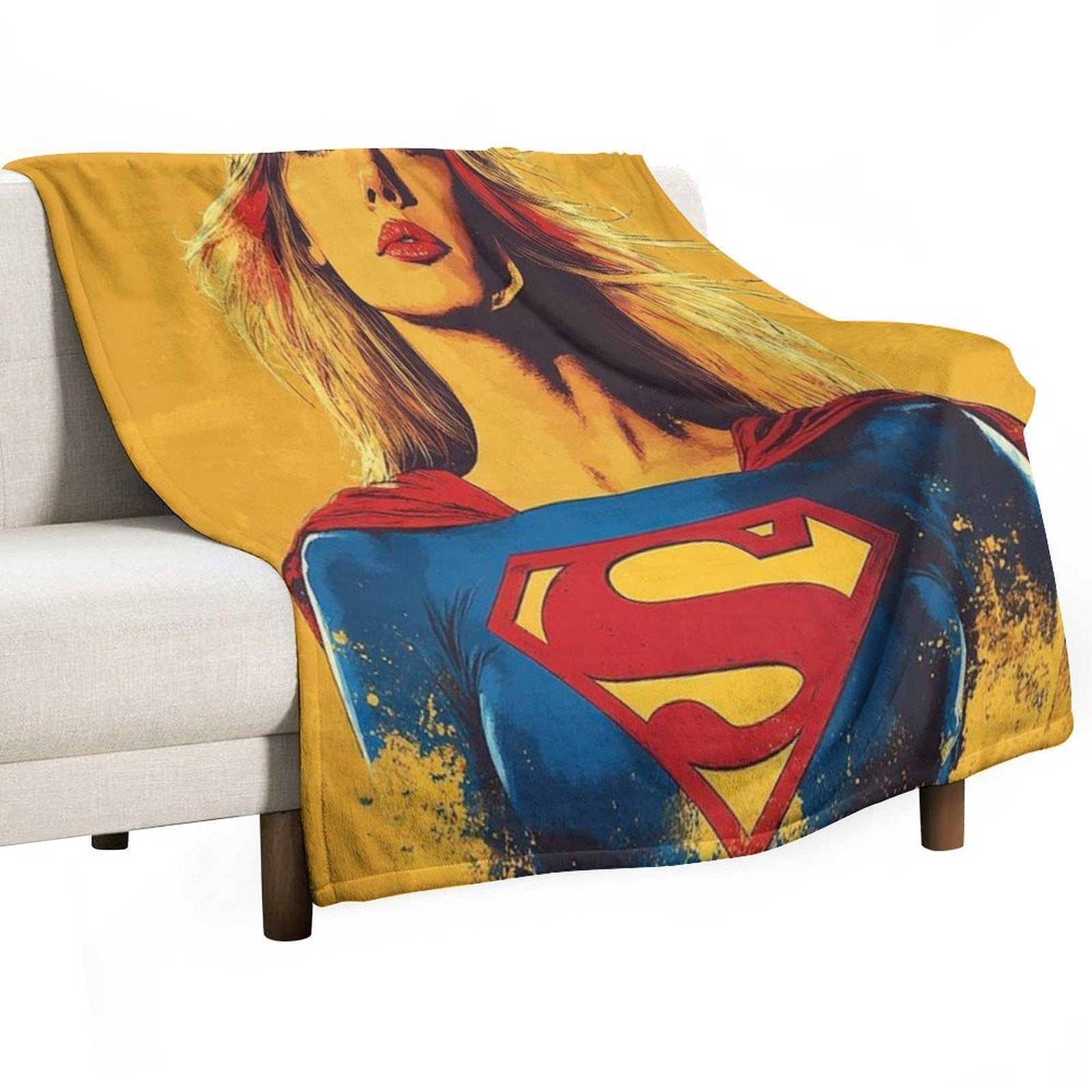 Supergirl in Vibrant Heroic Compact Throw Blanket