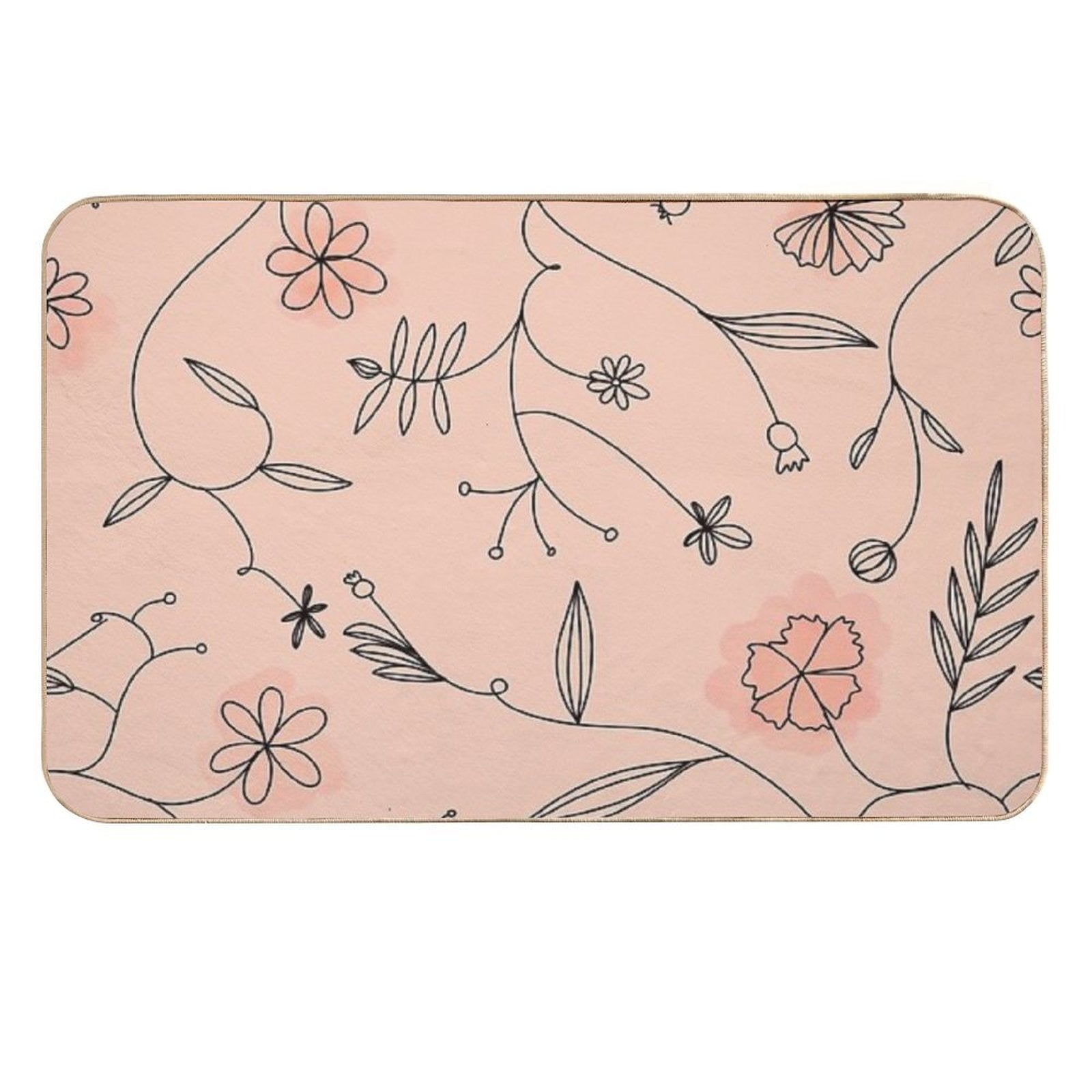 Pink Floral Boho Pattern  Long-Lasting Bath Mat