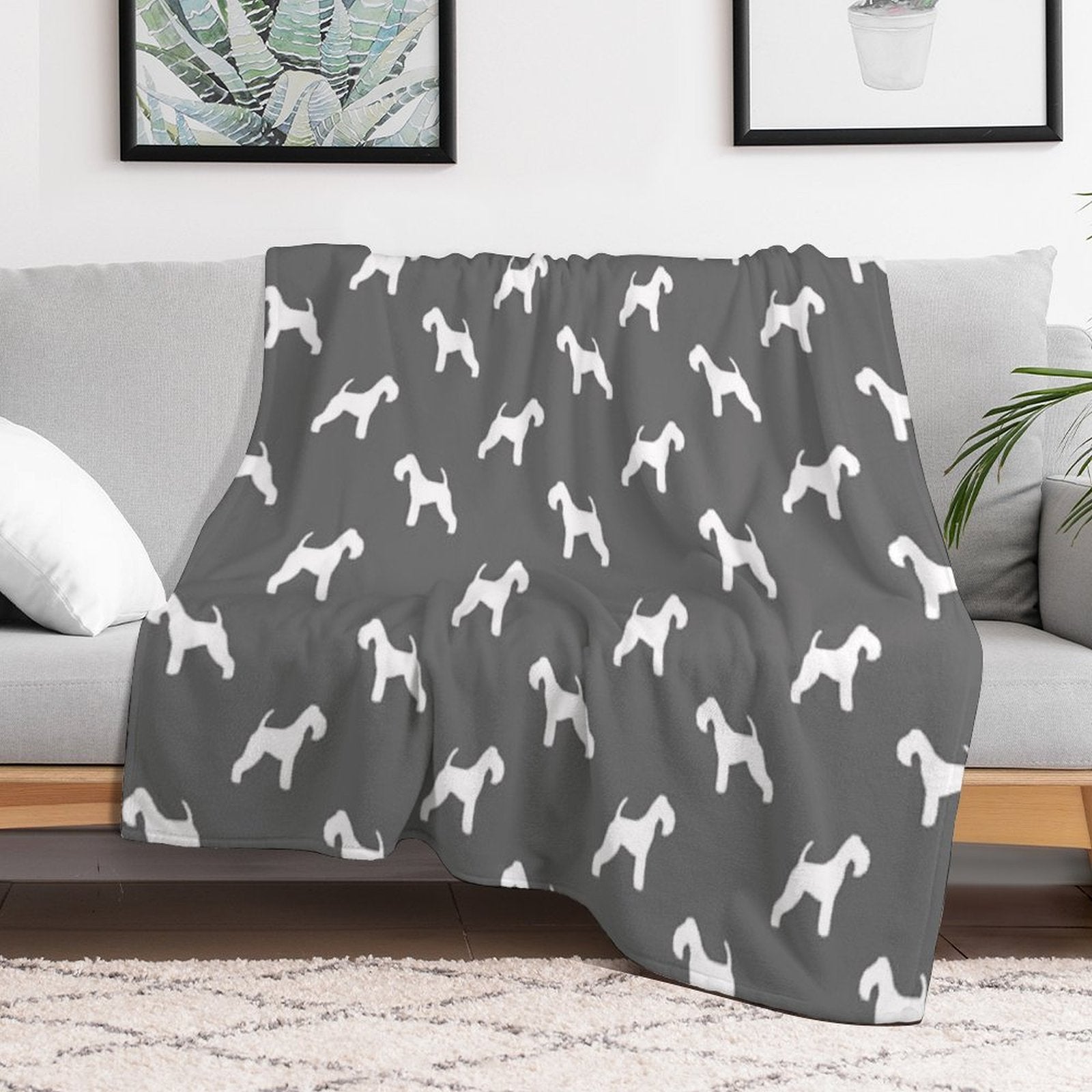 Lakeland Terrier Silhouette(s) Shrink-resistant Throw Blanket