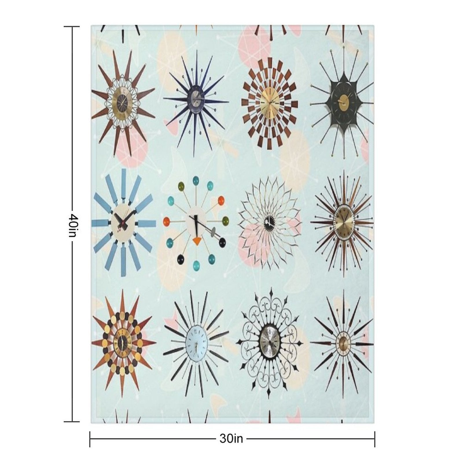 Atomic Starburst Clocks Comfort Throw Blanket
