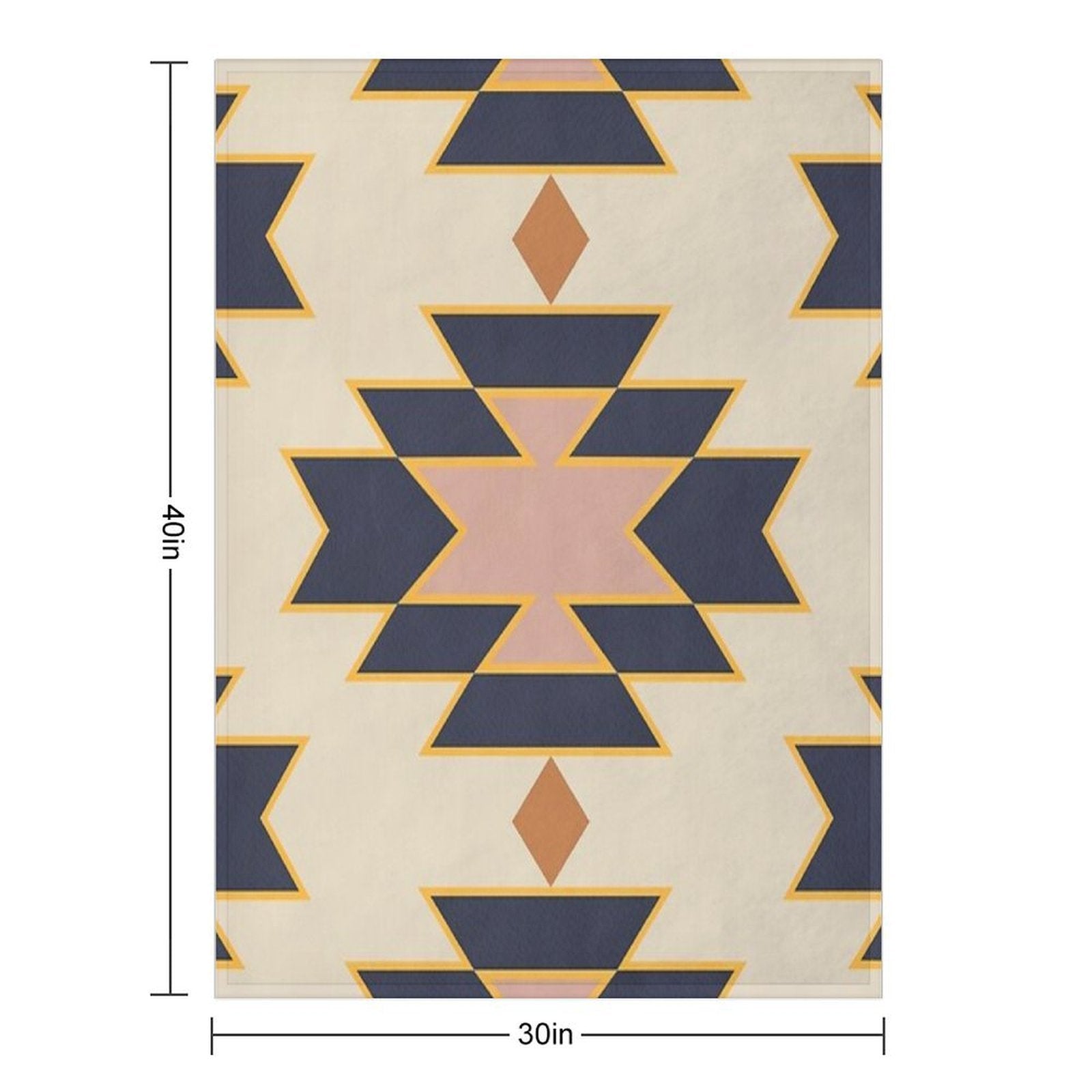 Desert Boho Aztec Folk Motif Blue And Blush Pink Sustainable Throw Blanket