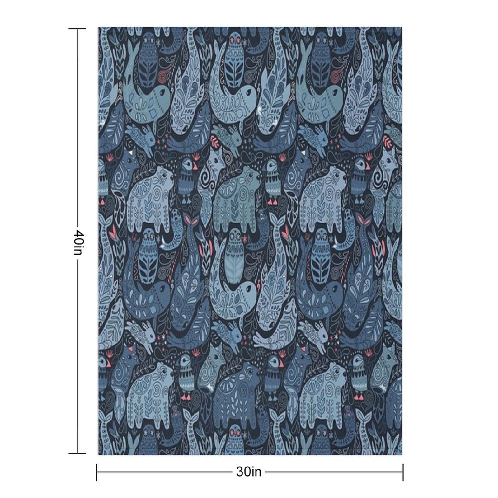 Arctic Animals. Narwhal, Polar Bear, Whale, Puffin, Owl, Fox, Bunny, Seal. Gift-ready Throw Blanket