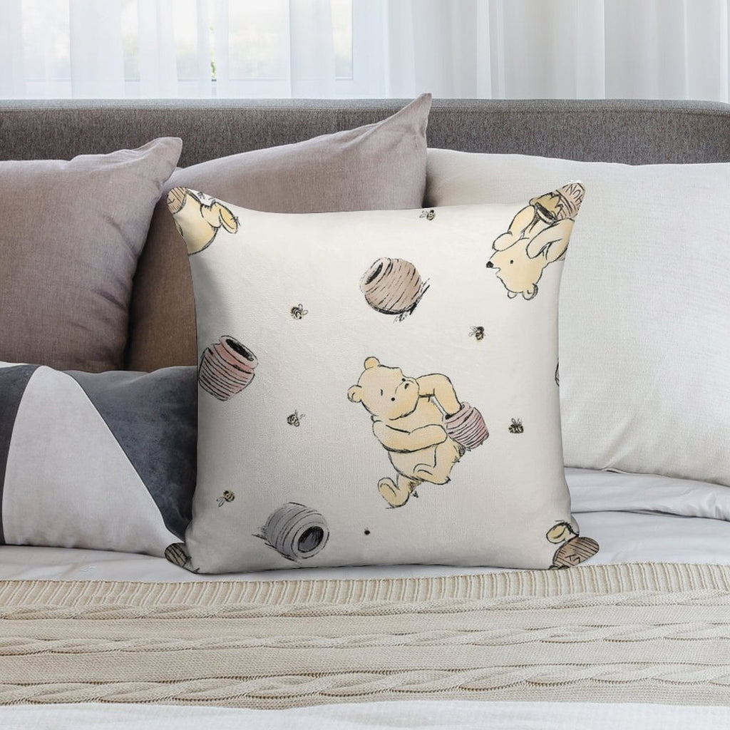 Vintage Pooh Soft Reinforced Edging Throw Pillow