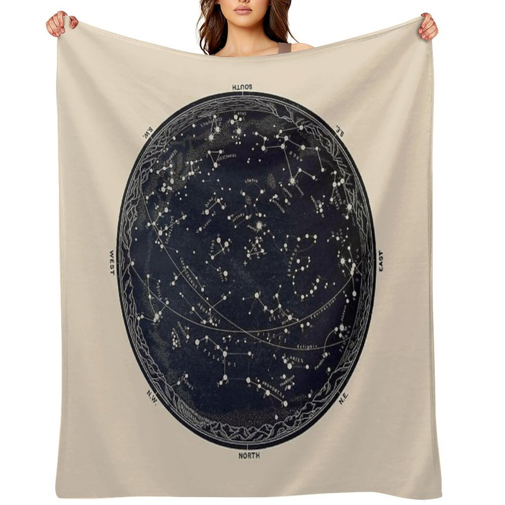 Antique Map of The Night Sky, 19th Century Astronomy Quick-dry Throw Blanket