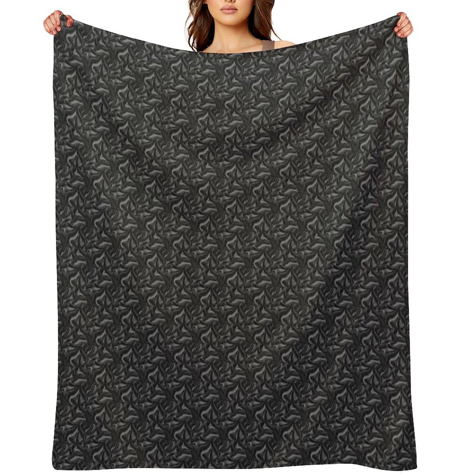 Black Silky Pattern, Unique Premium Throw Blanket