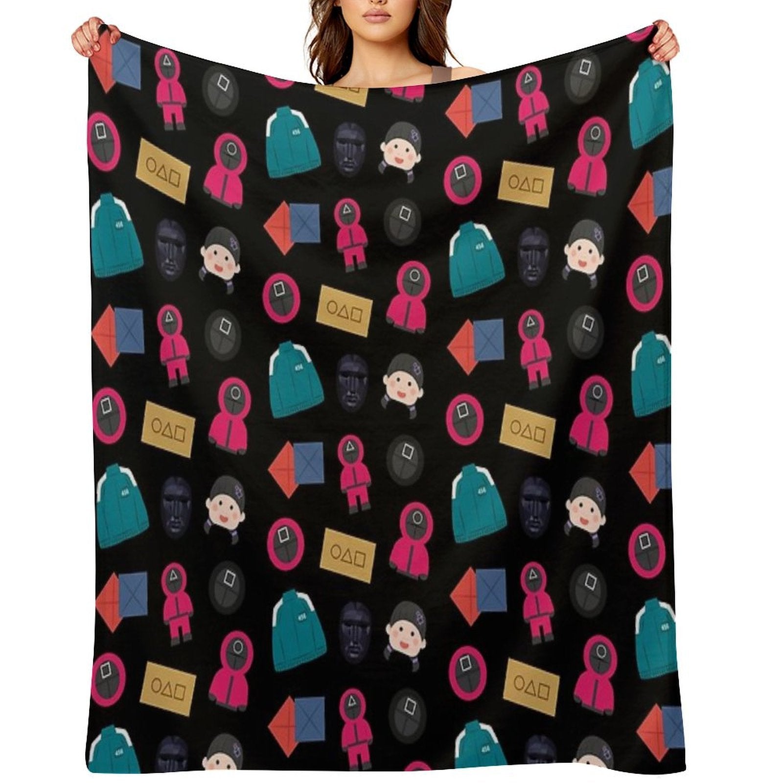 Player 456, Invitation Card, Pink Guard, Frontman, Ddakji, Young Hee Pack Squid Game Netflix Multi-functional Throw Blanket