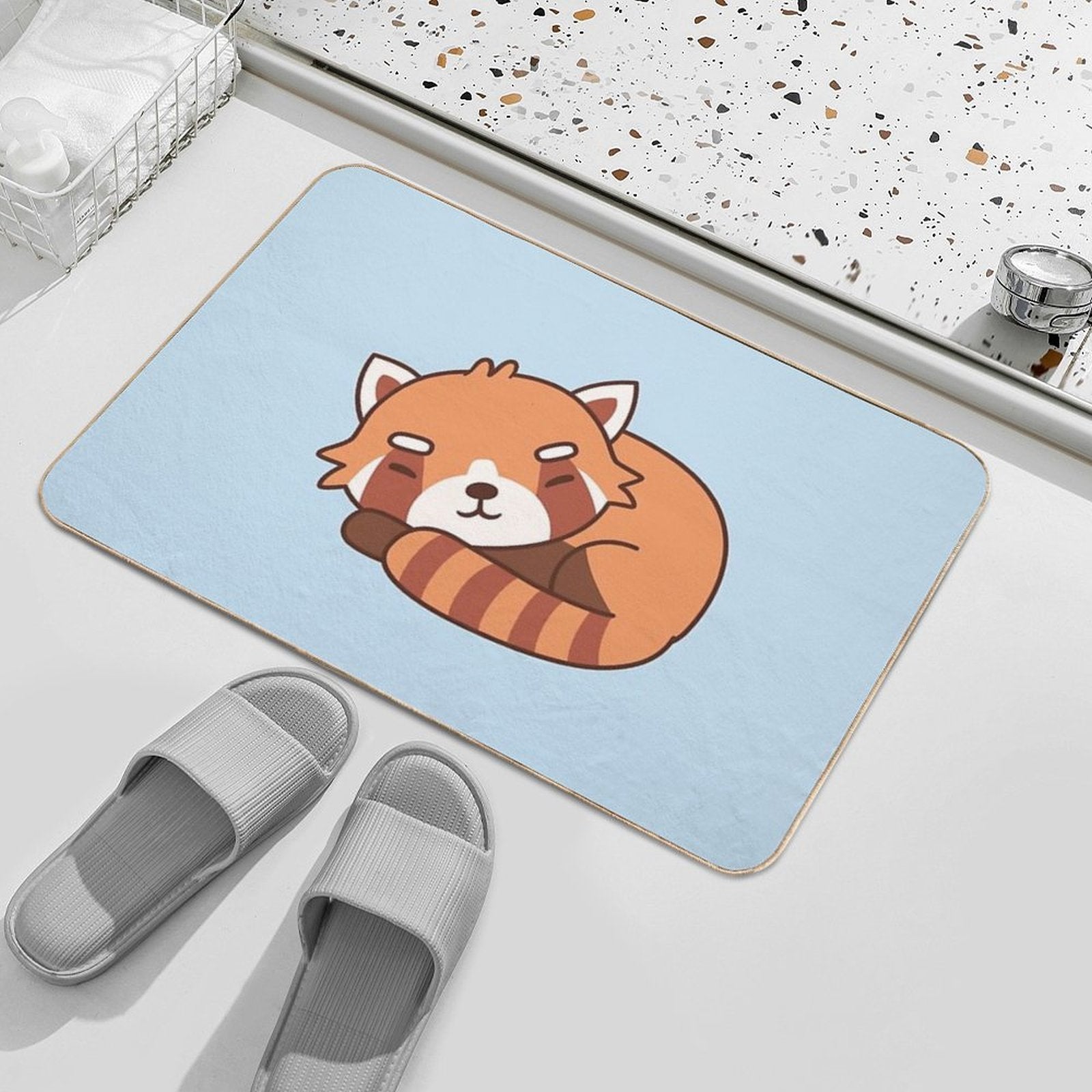 Cute Sleeping Red Panda  Long-Lasting Bath Mat