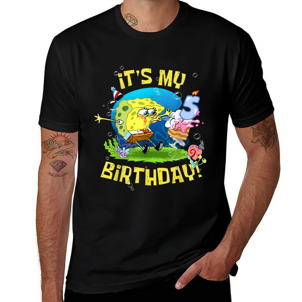 Mademark X SpongeBob SquarePants - Spongebob It's My 5th Birthday Cake B-Day Kids Spongebob  Easy-care T-Shirt
