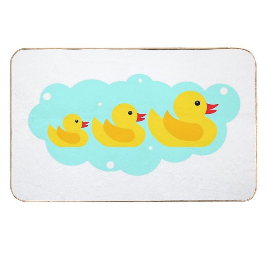 Cute Yellow Bathtime Rubber Ducks Family  Fade-Resistant Bath Mat