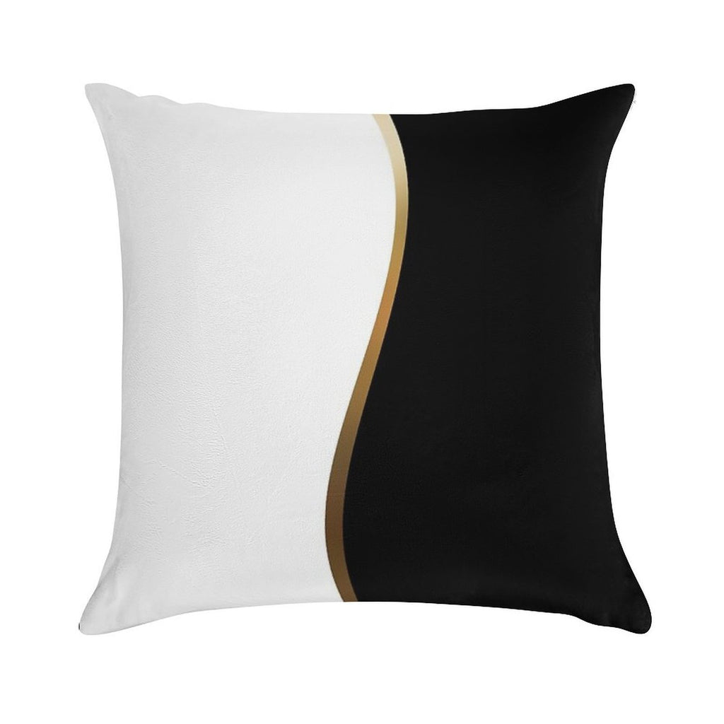 Black And White, Gold Wave Soft Home Decor Throw Pillow