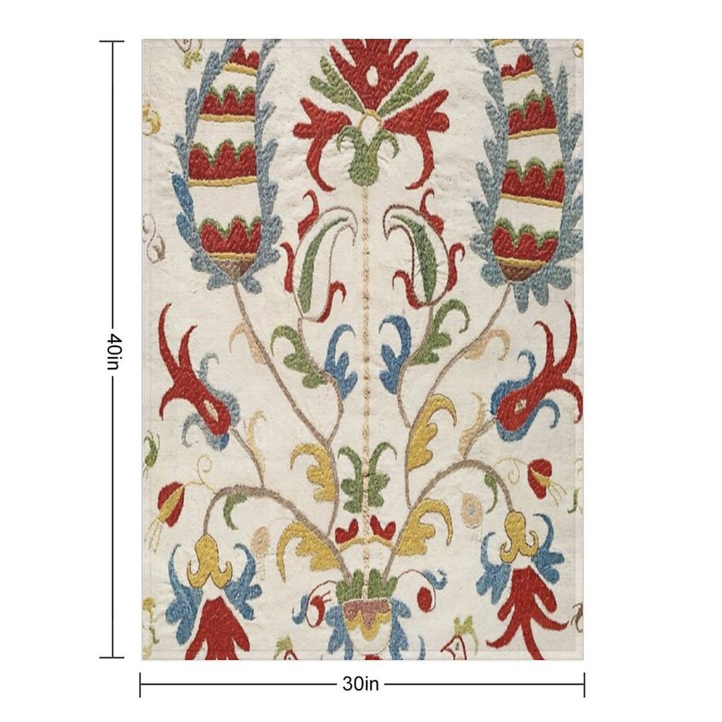 Vintage Bohemian Suzani 4 Machine-washable Throw Blanket