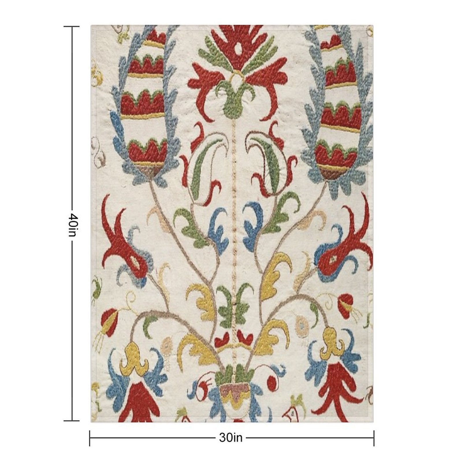 Vintage Bohemian Suzani 4 Machine-washable Throw Blanket