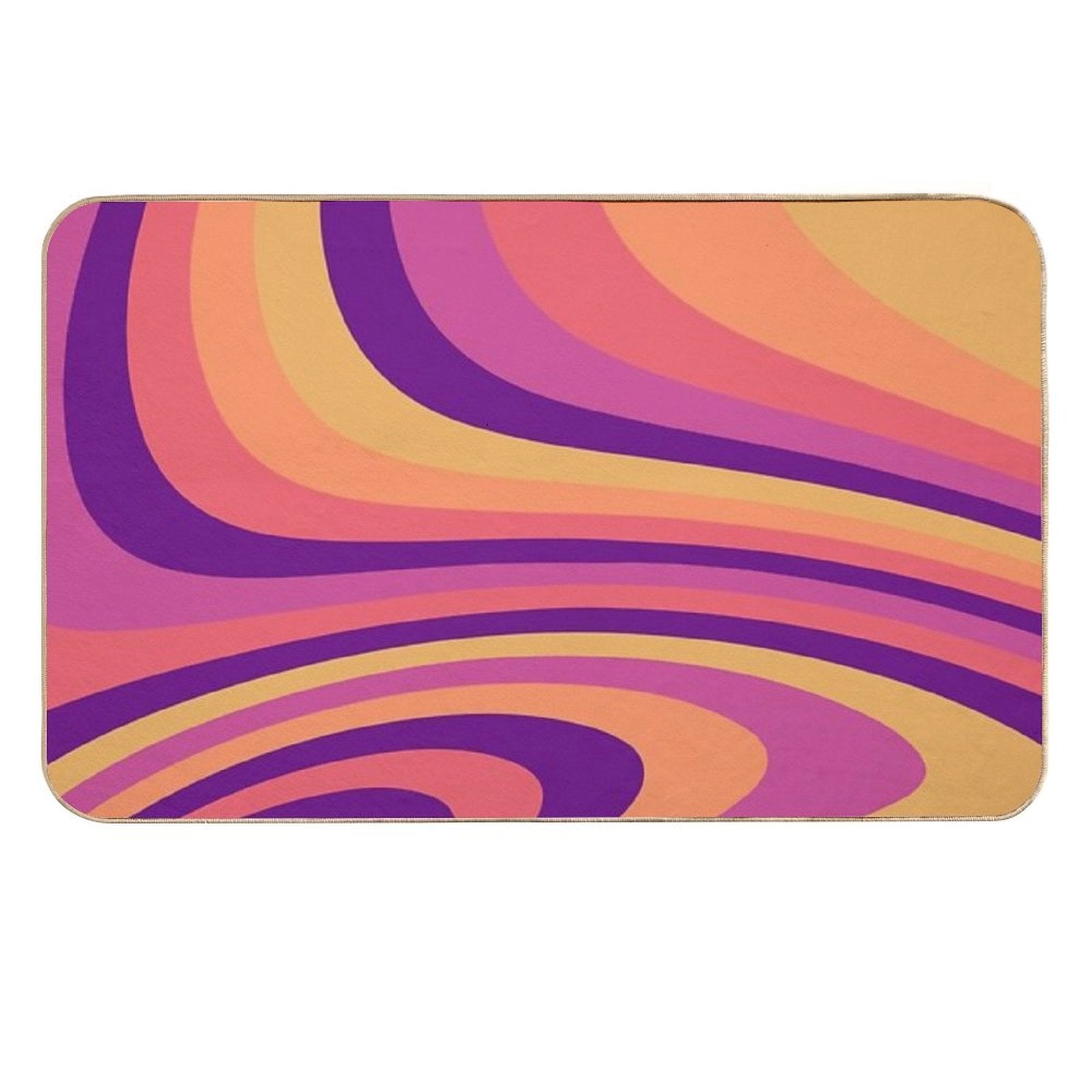 Warm Sunset Abstract Liquid Melt Wave Design  Stain-Proof Bath Mat