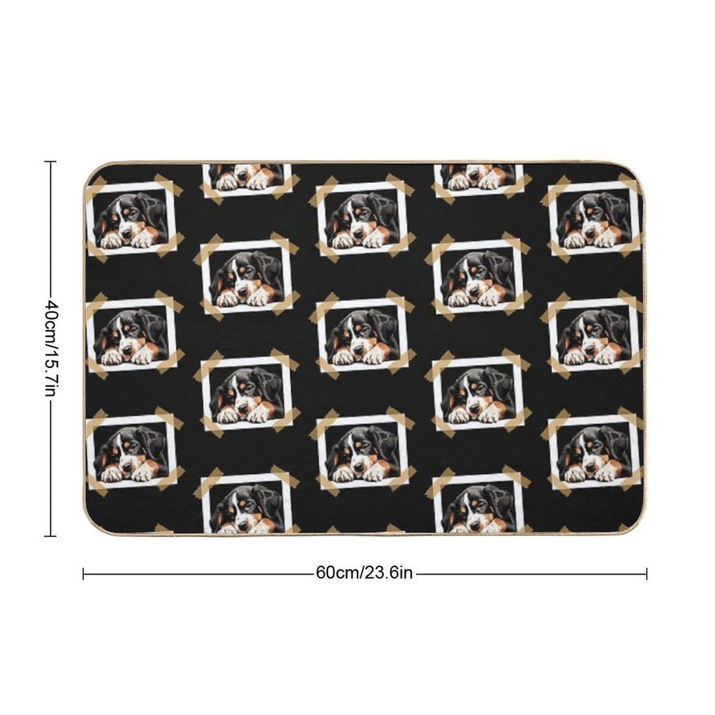 Entlebucher Mountain Puppy Sleeping  Slip-Resistant Bath Mat