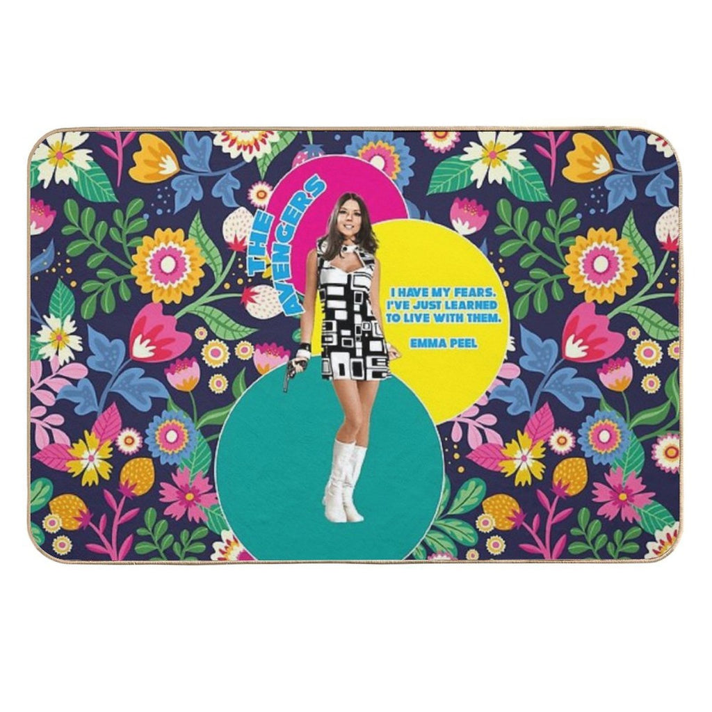 The Avengers with Umbrella Charm And Bowler Hat, Emma Peel Quote  Long-Lasting Bath Mat