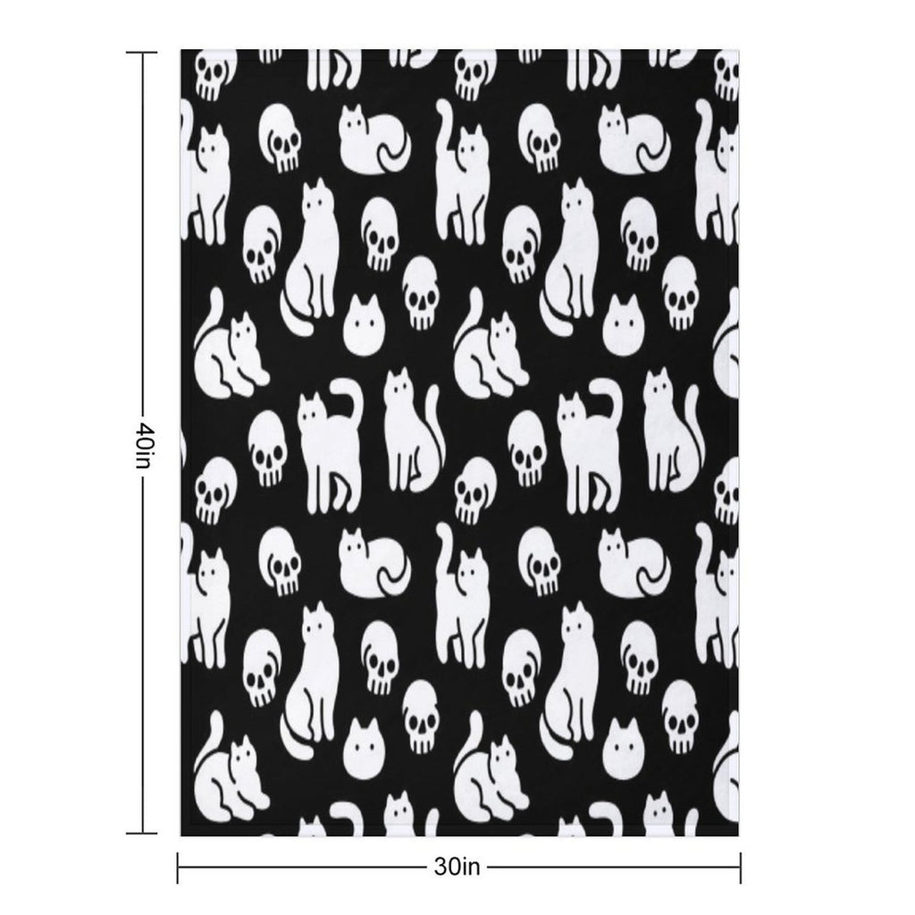 Cats And Skulls Pattern Premium Throw Blanket