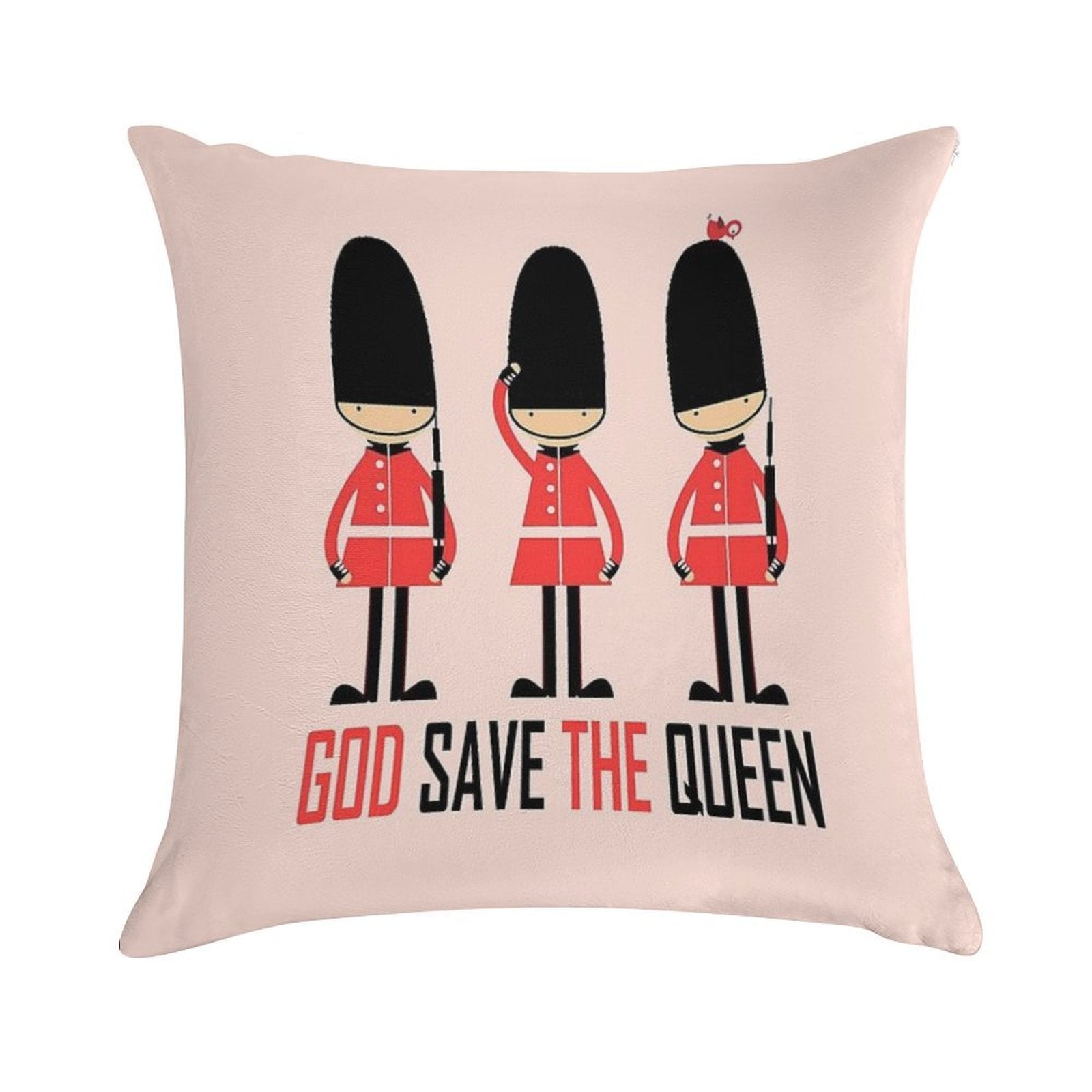 Vintage Funny London Queen Guard United Kingdom Soldier Retro British Souvenir UK Gift Soft Hidden Zipper Throw Pillow