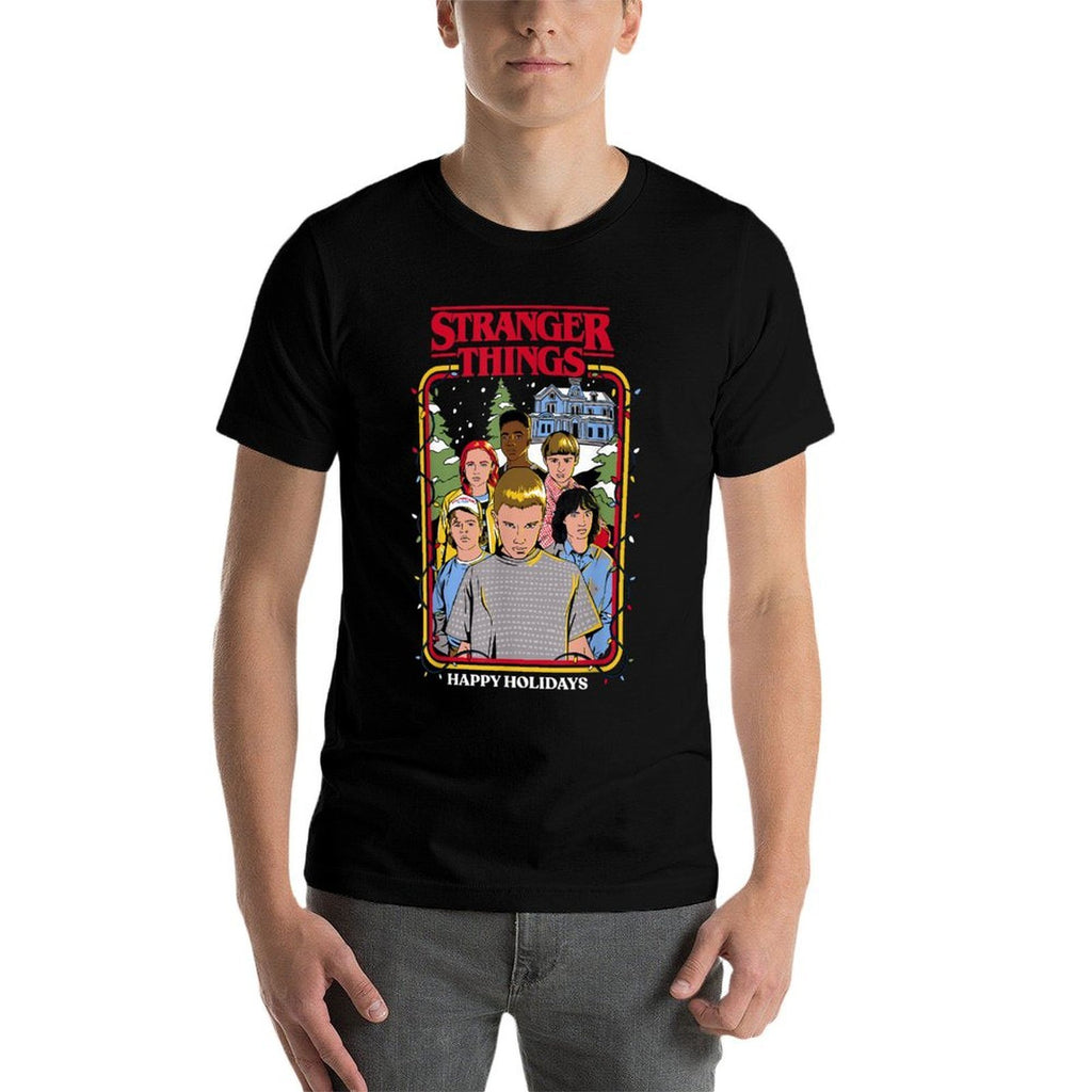 Stranger Things Christmas Happy Holidays Group Sketch  Odor-resistant T-Shirt