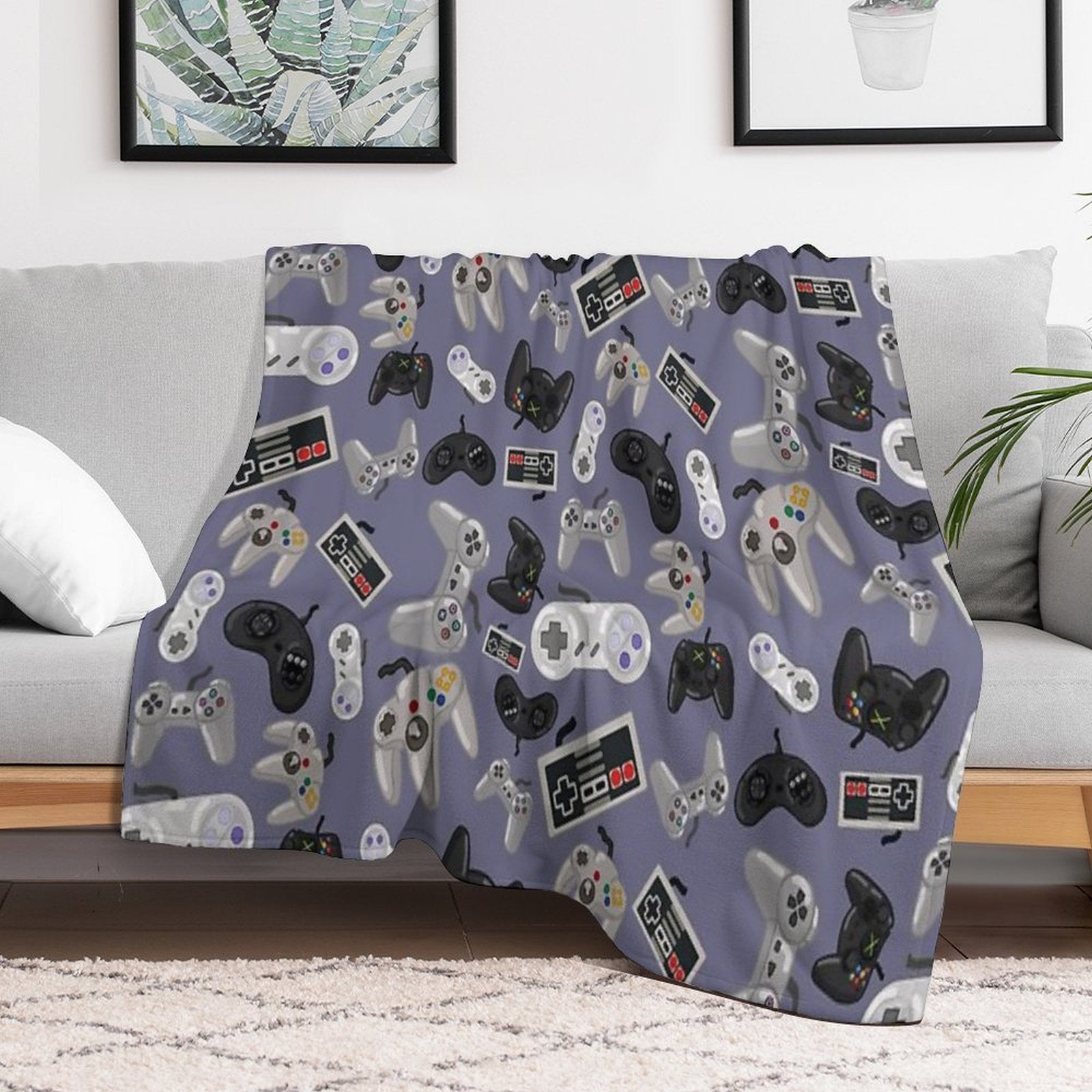 Old School Video Game Controllers - Repeating Pattern Gift-ready Throw Blanket