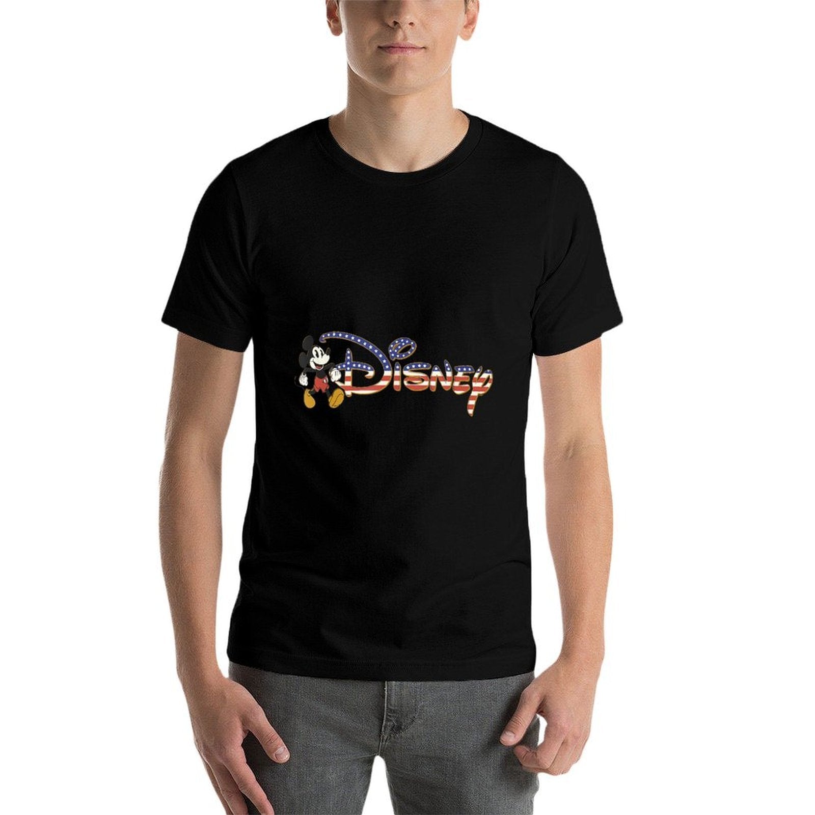 Disney Americana Mickey Mouse USA Vacation Trip Logo  Oversized Silhouette T-Shirt