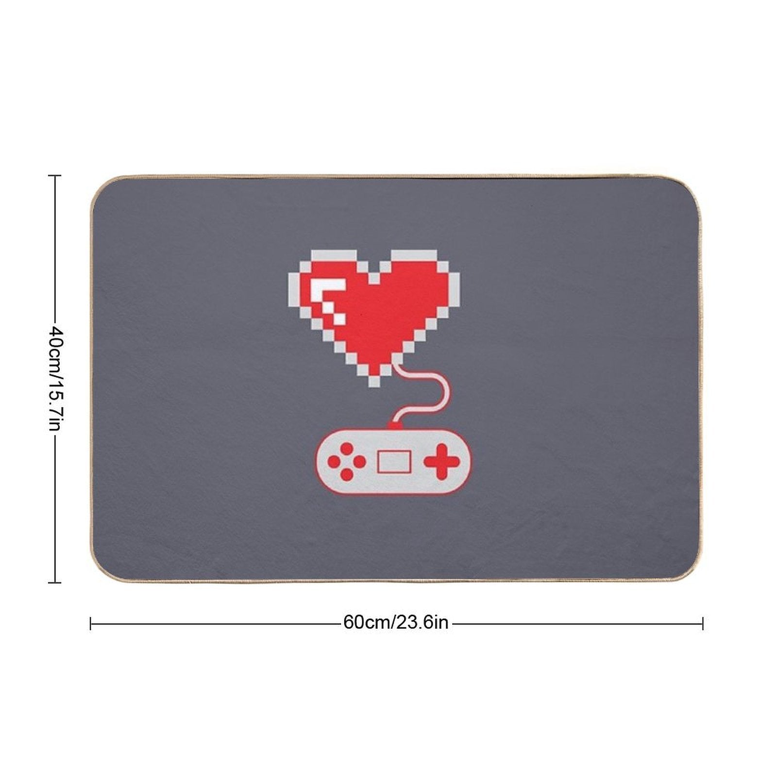 8 Bit Gamer Heart  Anti-Trip Bath Mat