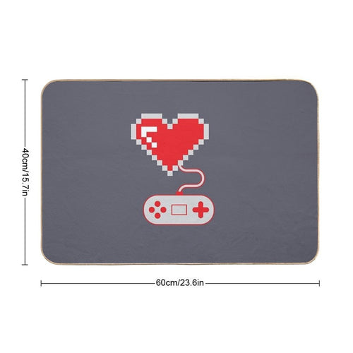8 Bit Gamer Heart  Anti-Trip Bath Mat