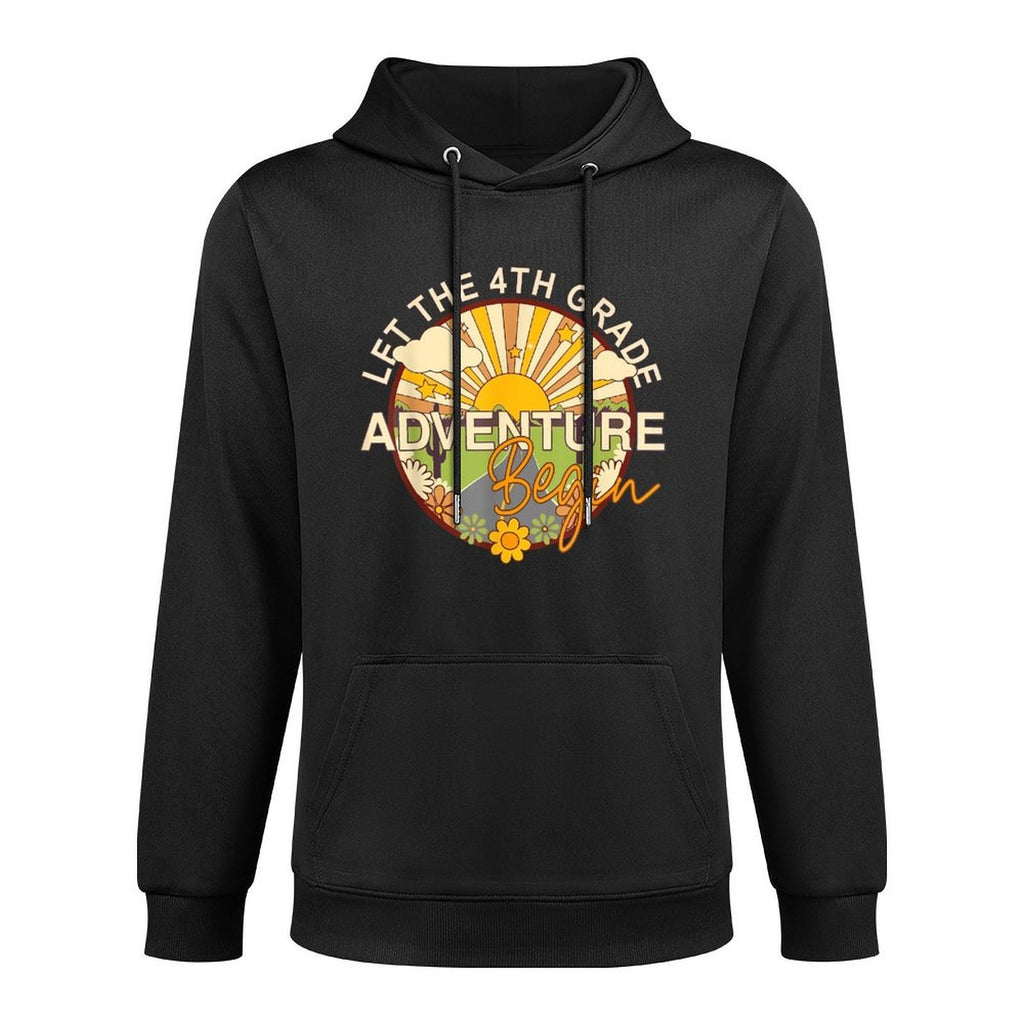 Let The 4th Grade Adventure Begin Back To School Funny Cotton-Polyester Blend Hoodie